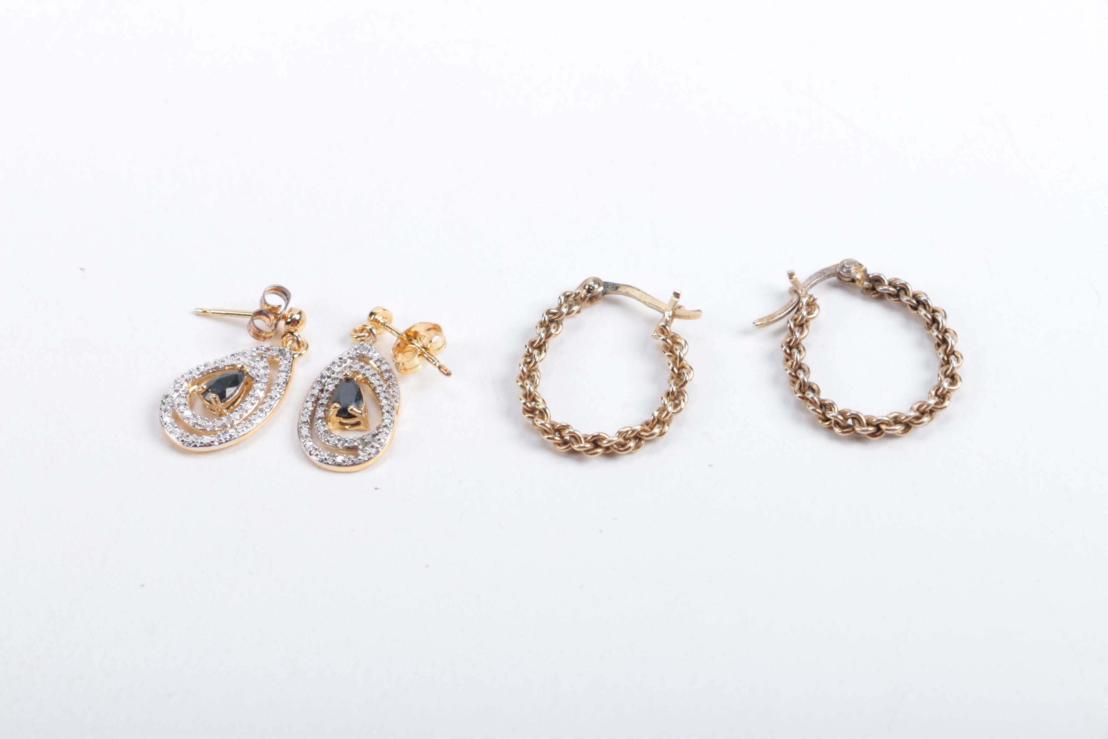 Sterling Earrings and Rings Including Diamonds