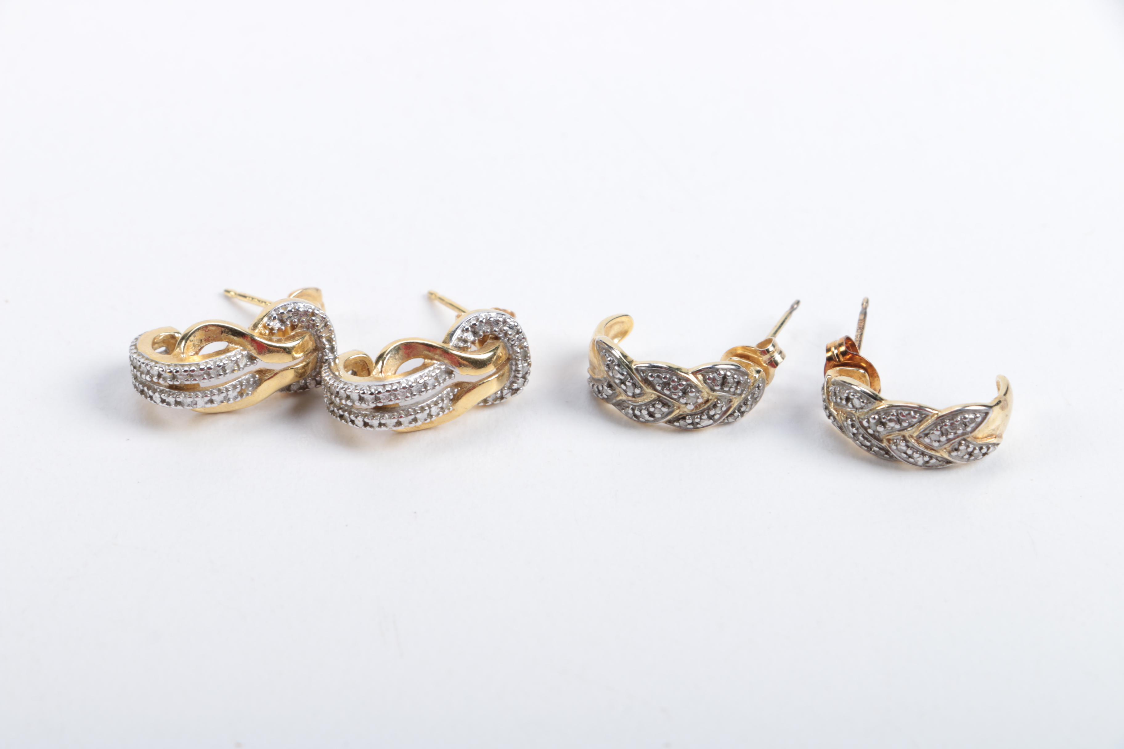 Sterling Earrings and Rings Including Diamonds