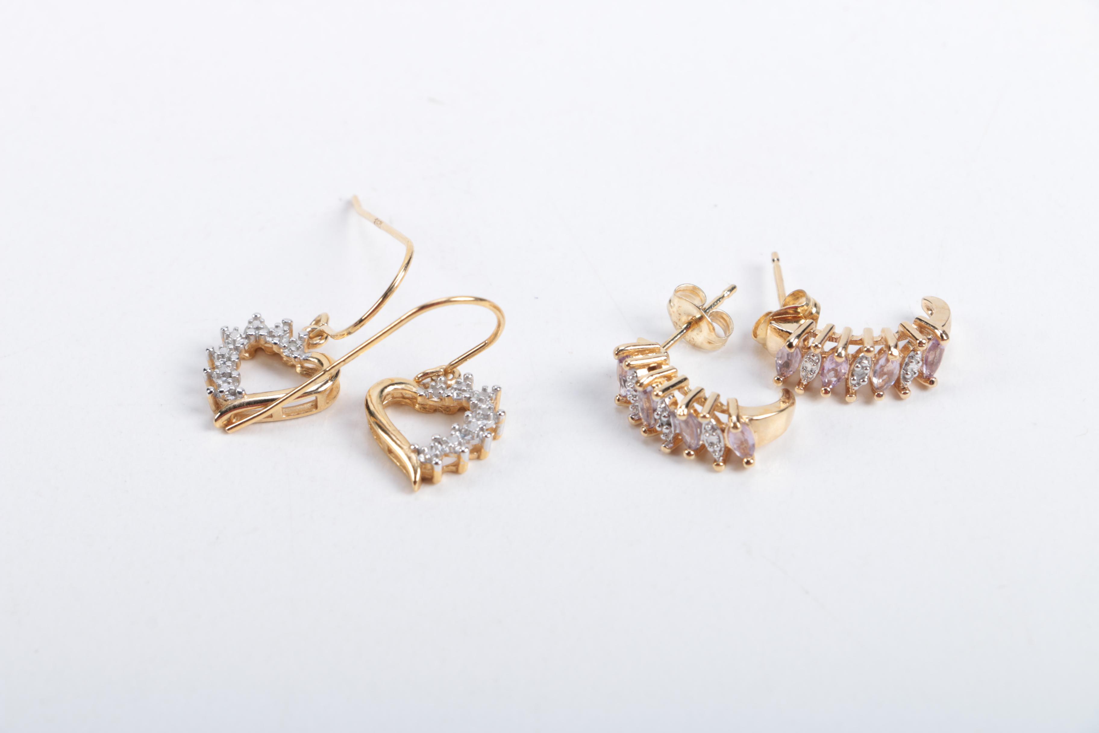 Sterling Earrings and Rings Including Diamonds