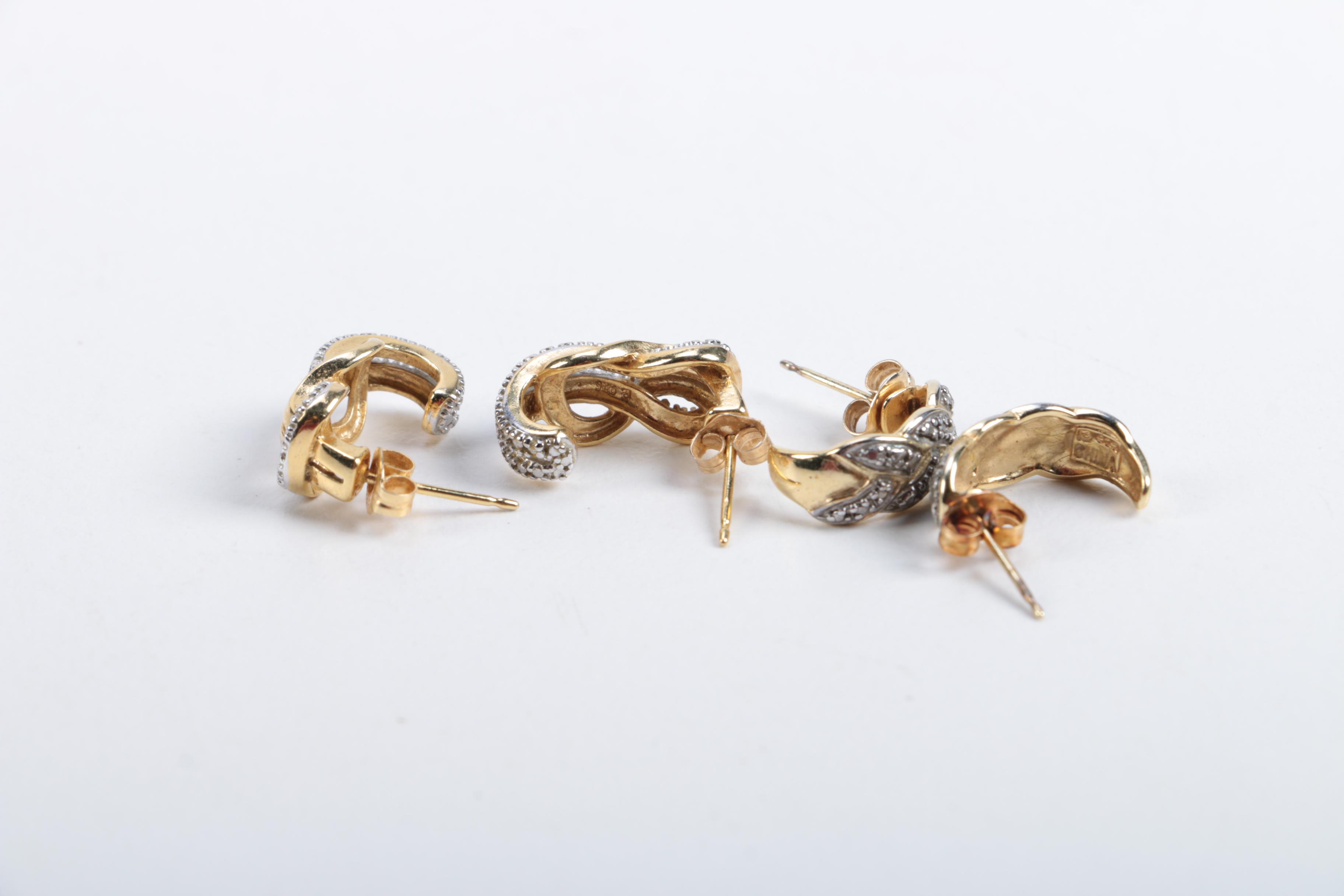 Sterling Earrings and Rings Including Diamonds