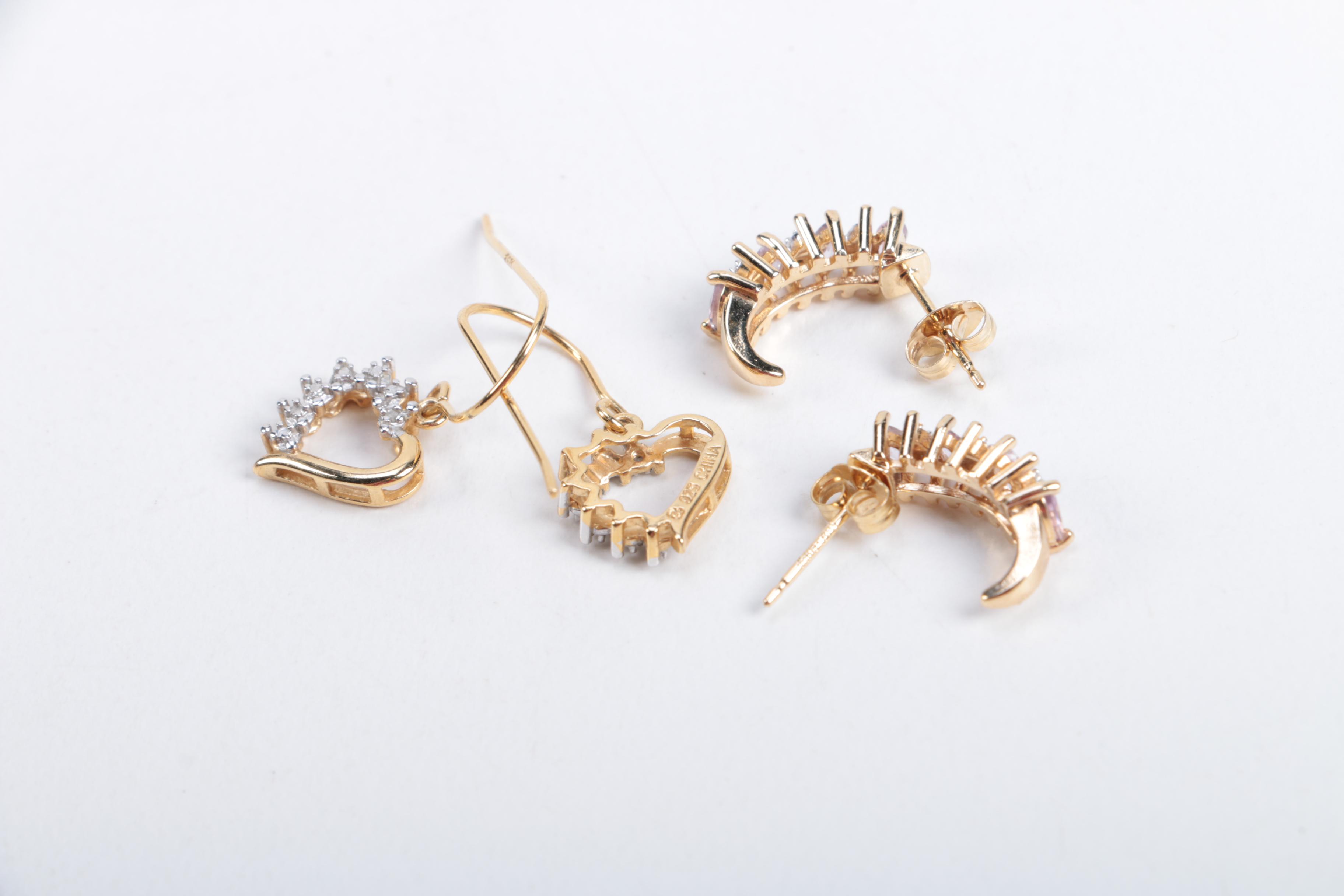 Sterling Earrings and Rings Including Diamonds