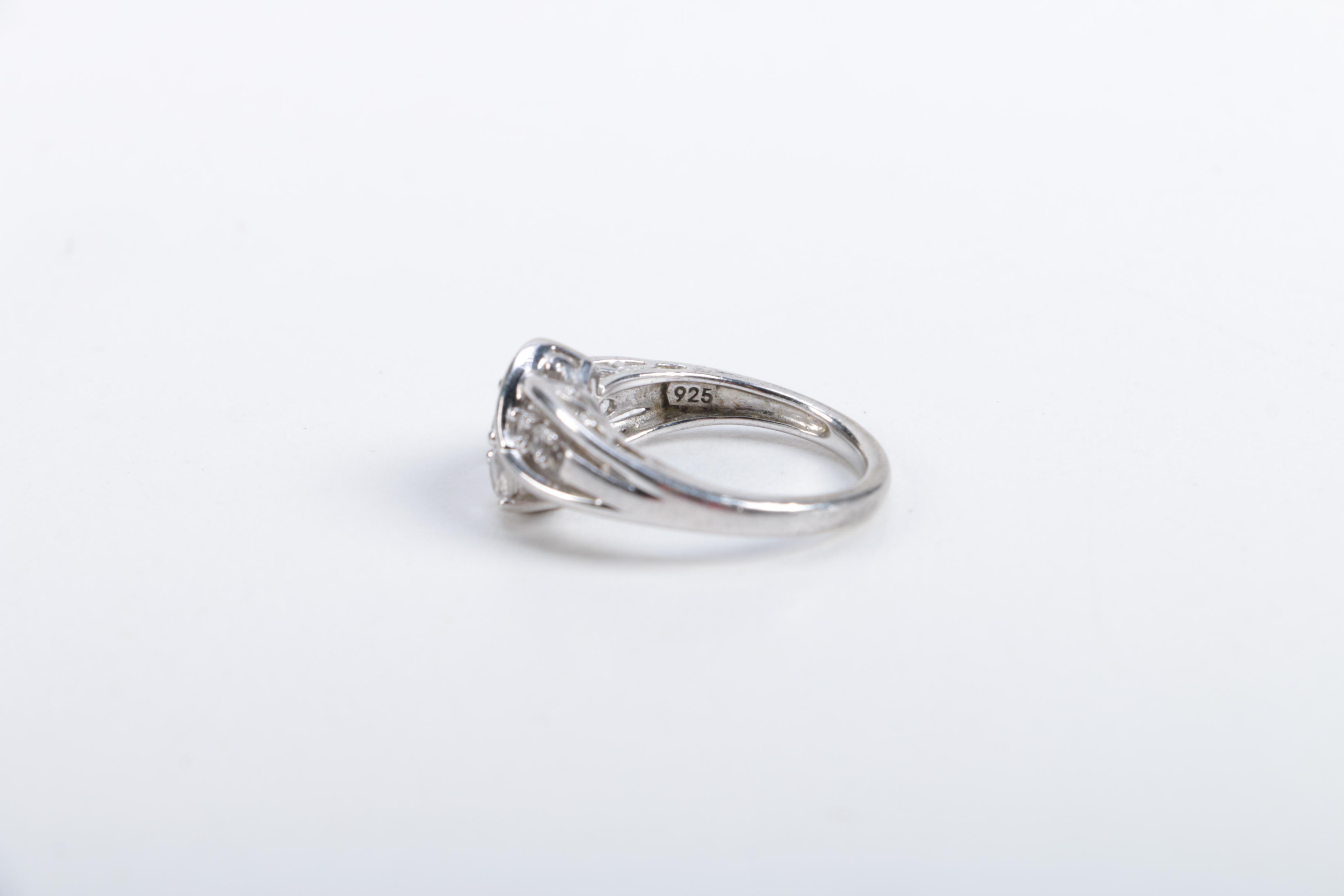 Sterling Earrings and Rings Including Diamonds