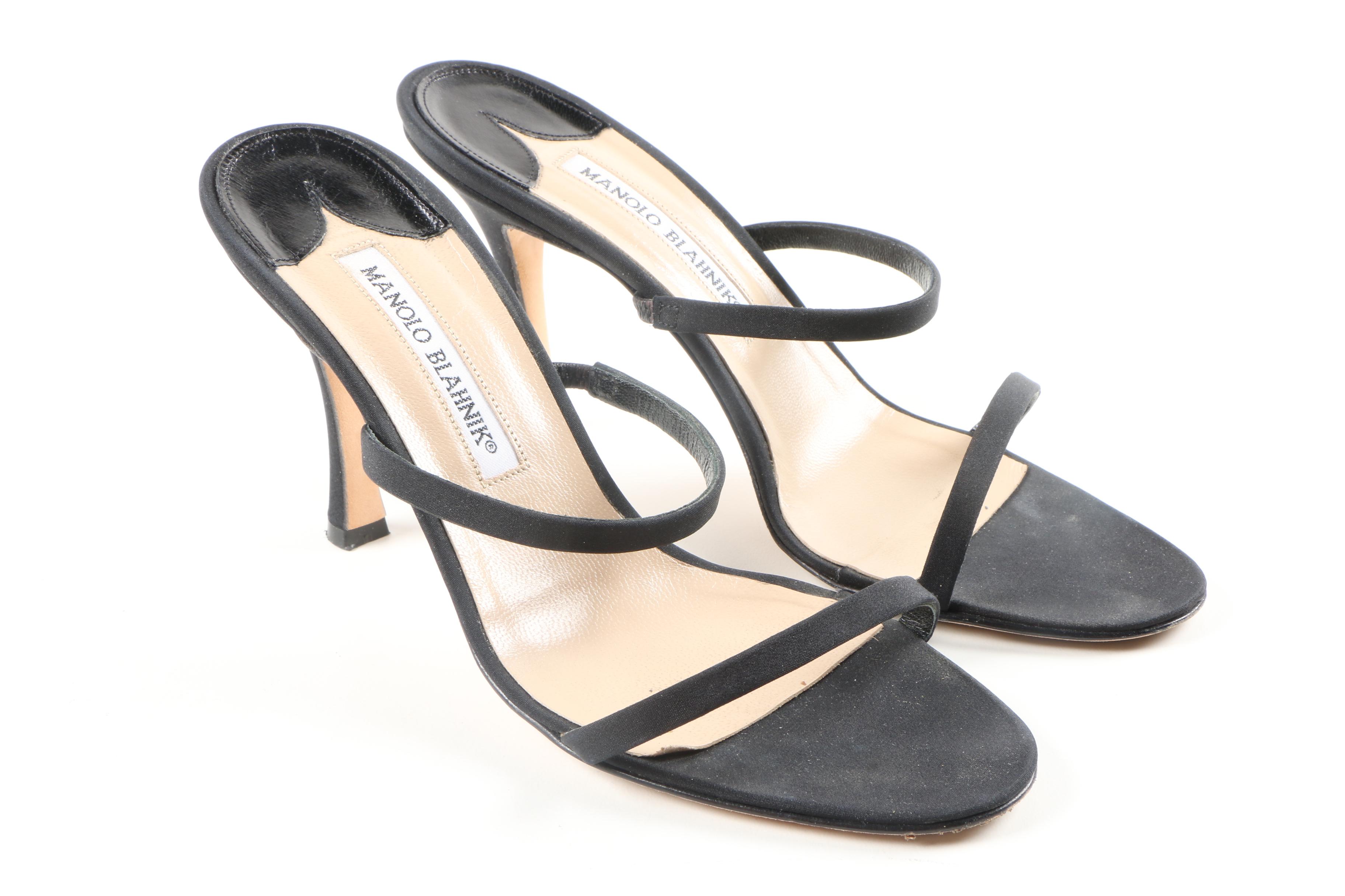 Manolo Blahnik Black Crepe Stilettos