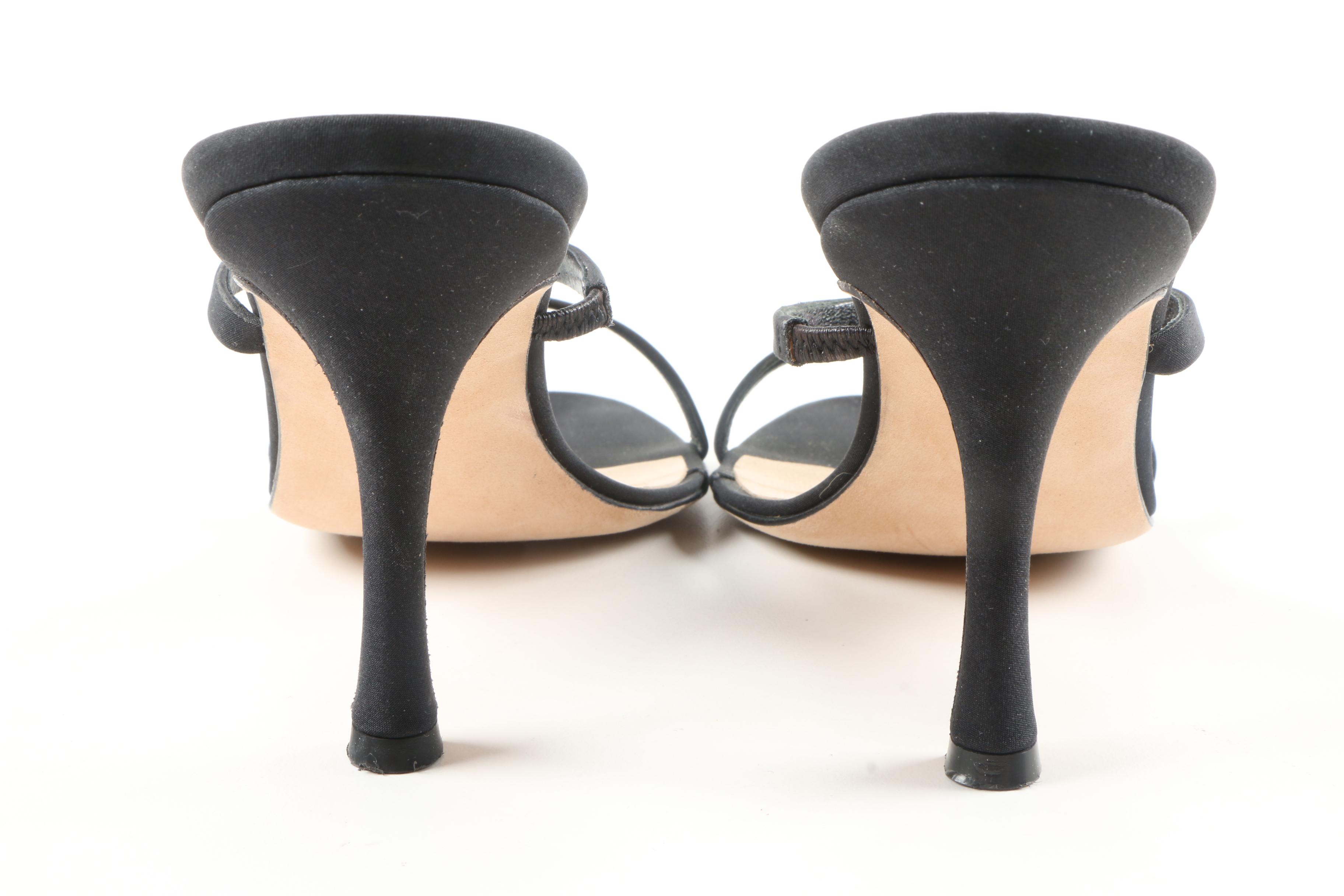 Manolo Blahnik Black Crepe Stilettos