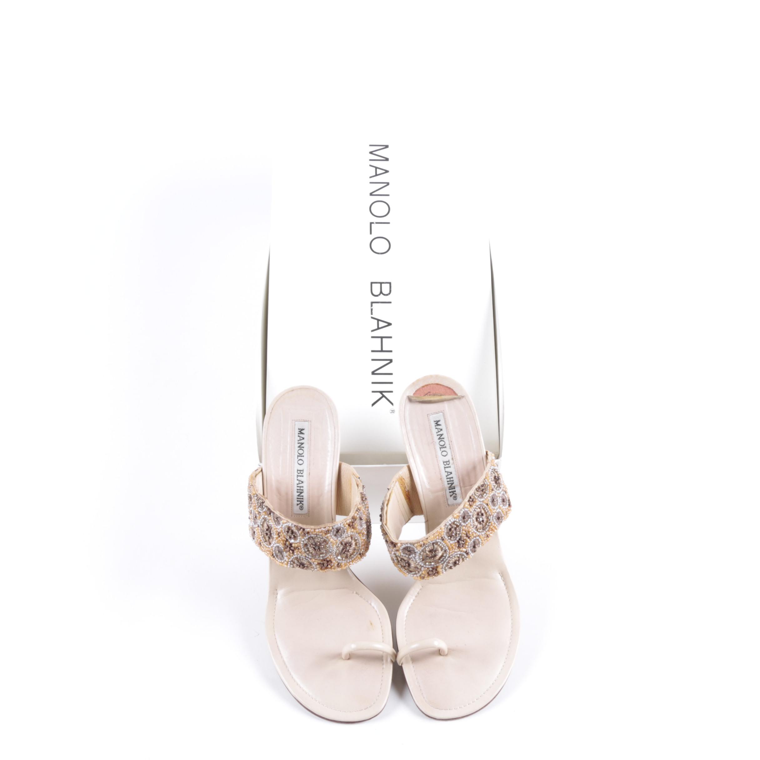 Manolo Blahnik Beaded High Heel Sandals