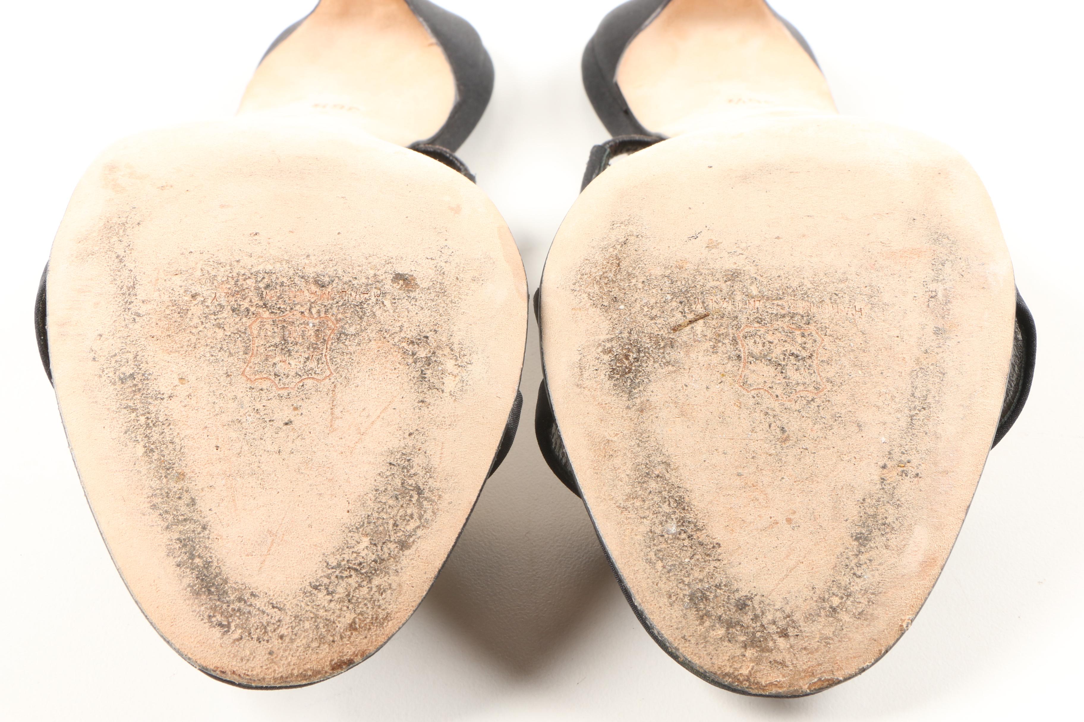 Manolo Blahnik Black Crepe Stilettos