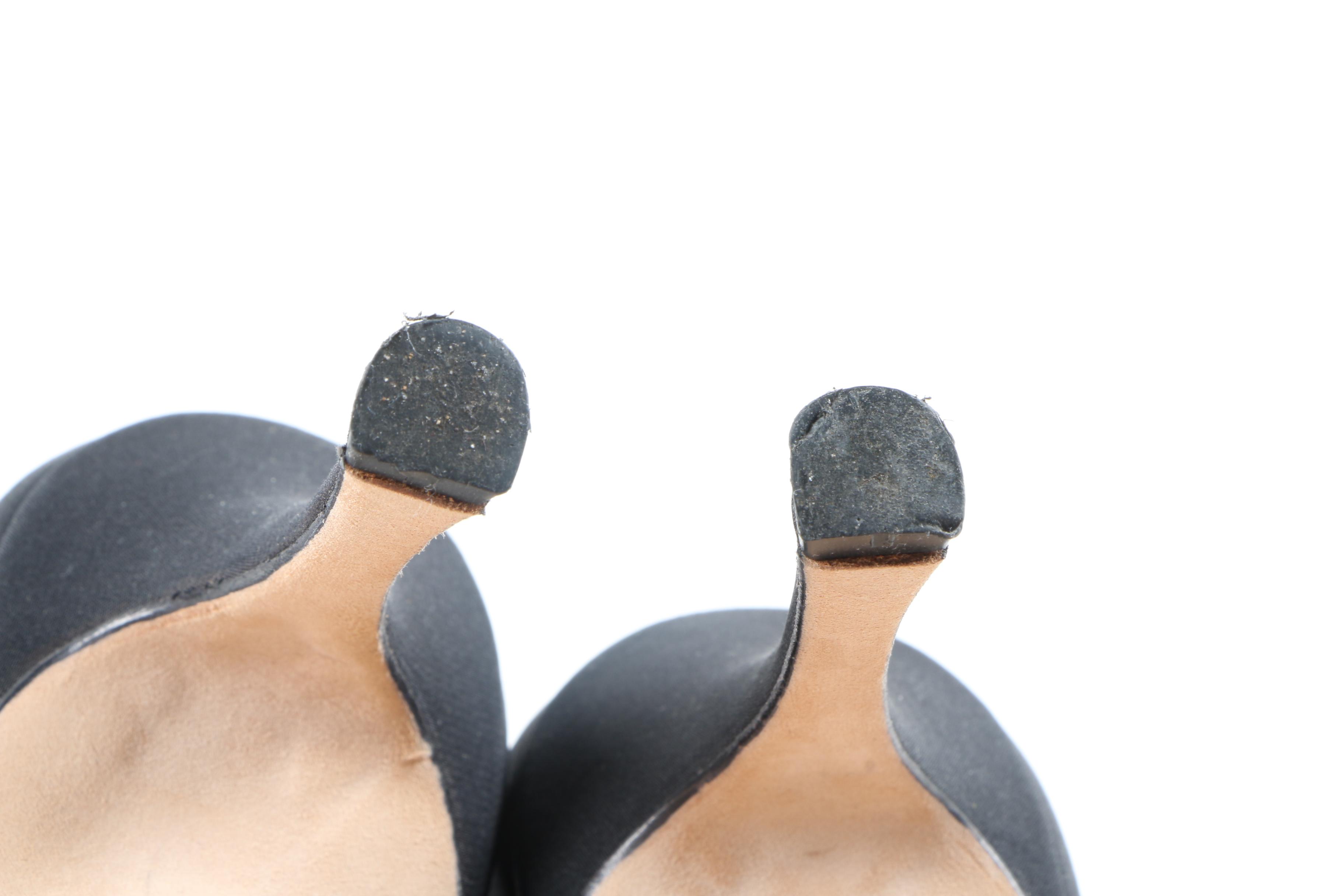 Manolo Blahnik Black Crepe Stilettos