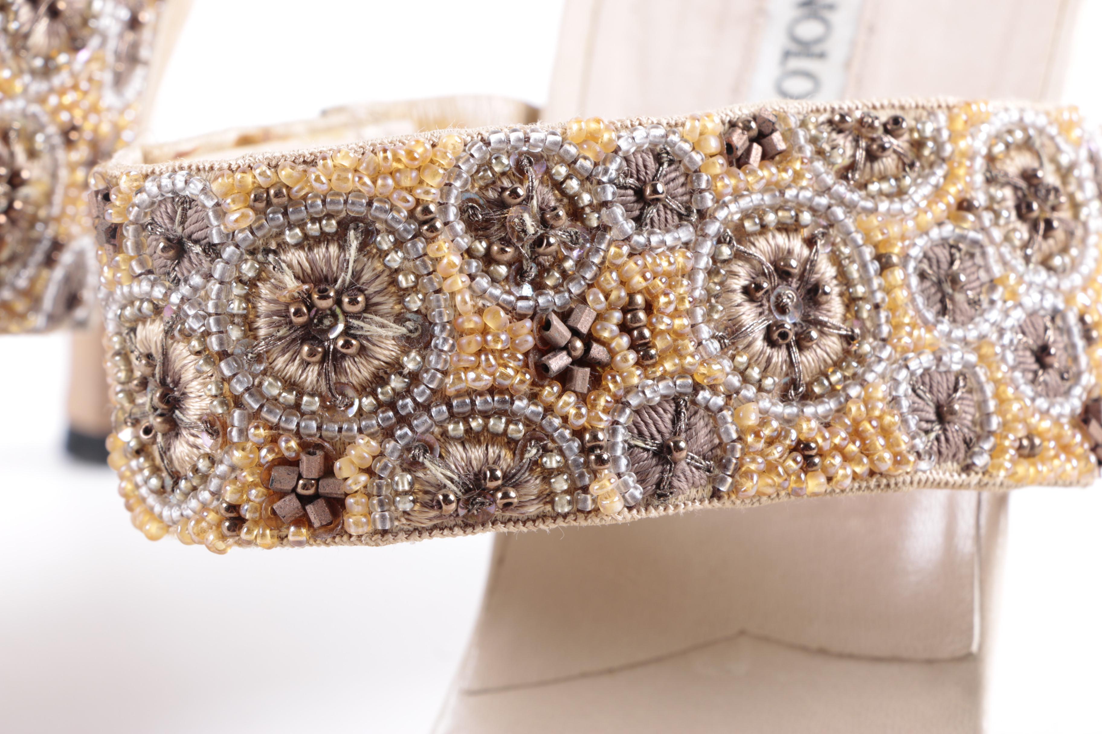 Manolo Blahnik Beaded High Heel Sandals