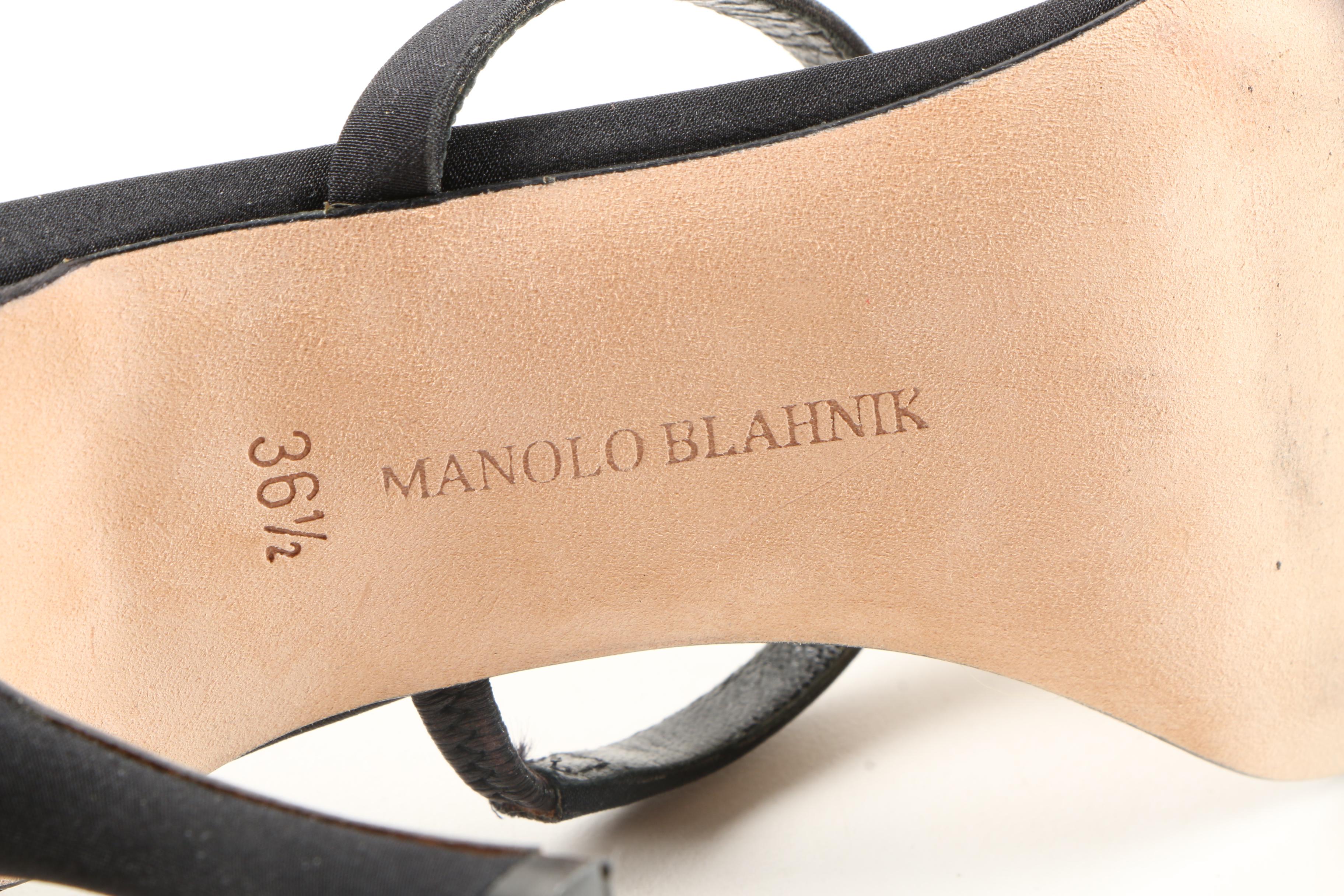 Manolo Blahnik Black Crepe Stilettos