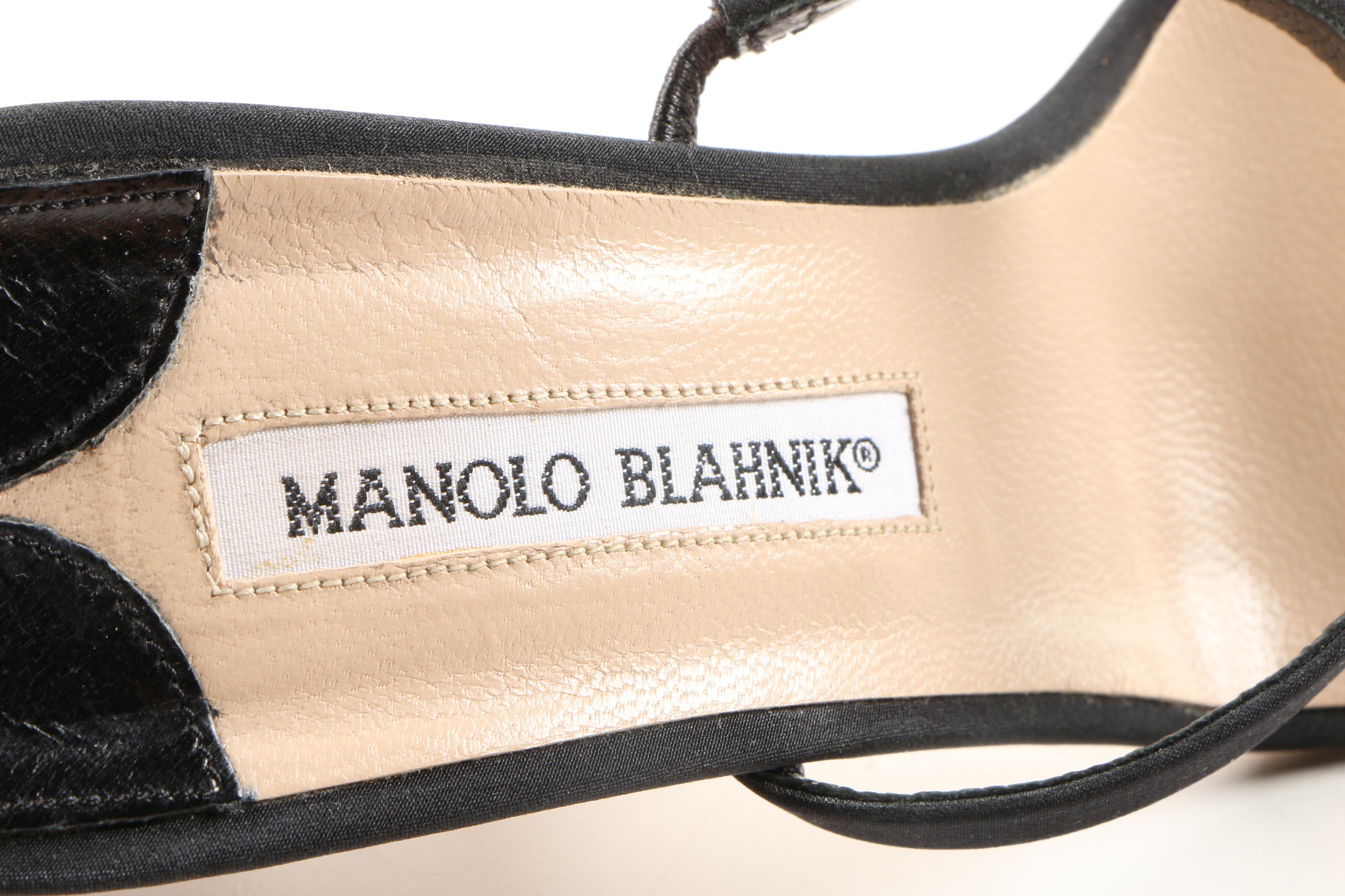 Manolo Blahnik Black Crepe Stilettos