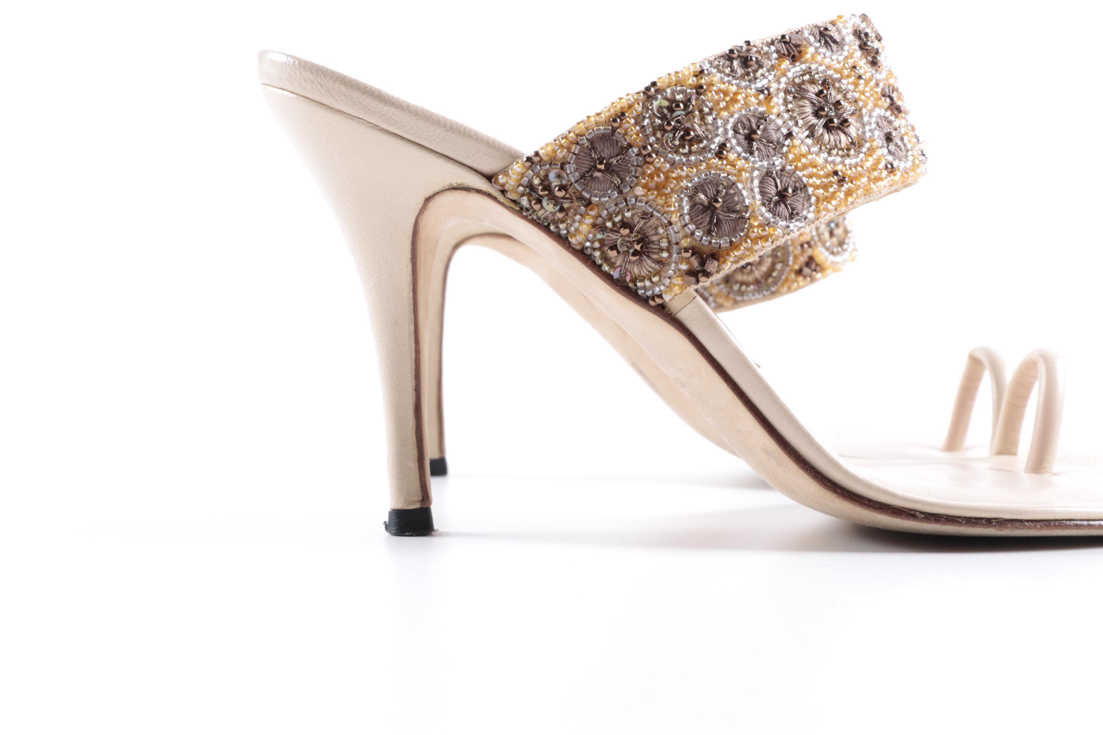 Manolo Blahnik Beaded High Heel Sandals