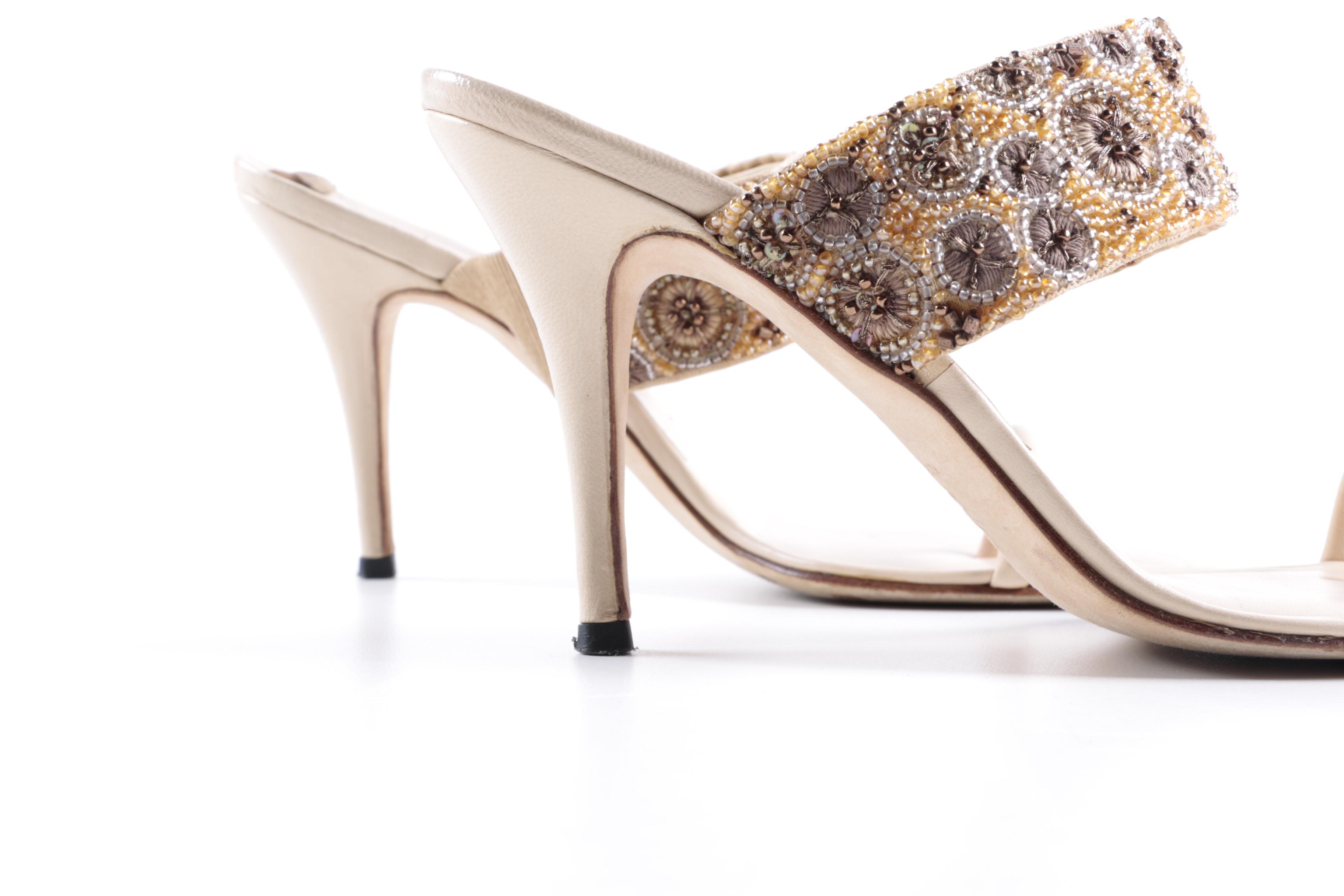 Manolo Blahnik Beaded High Heel Sandals