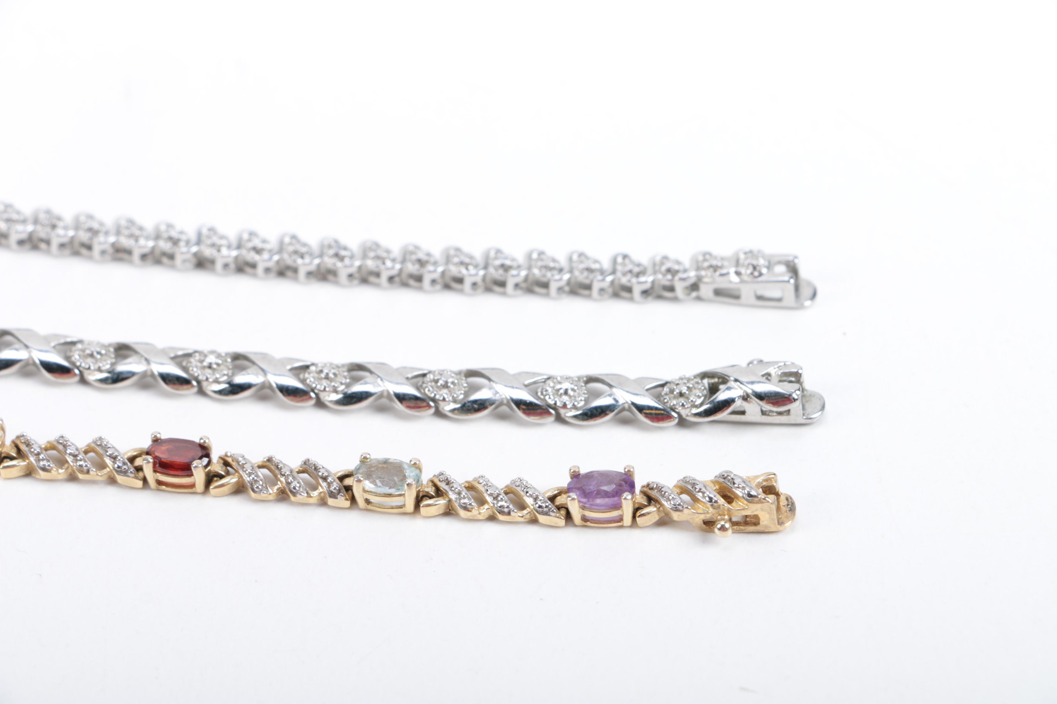 Bracelets Featuring Diamonds and Sterling Silver