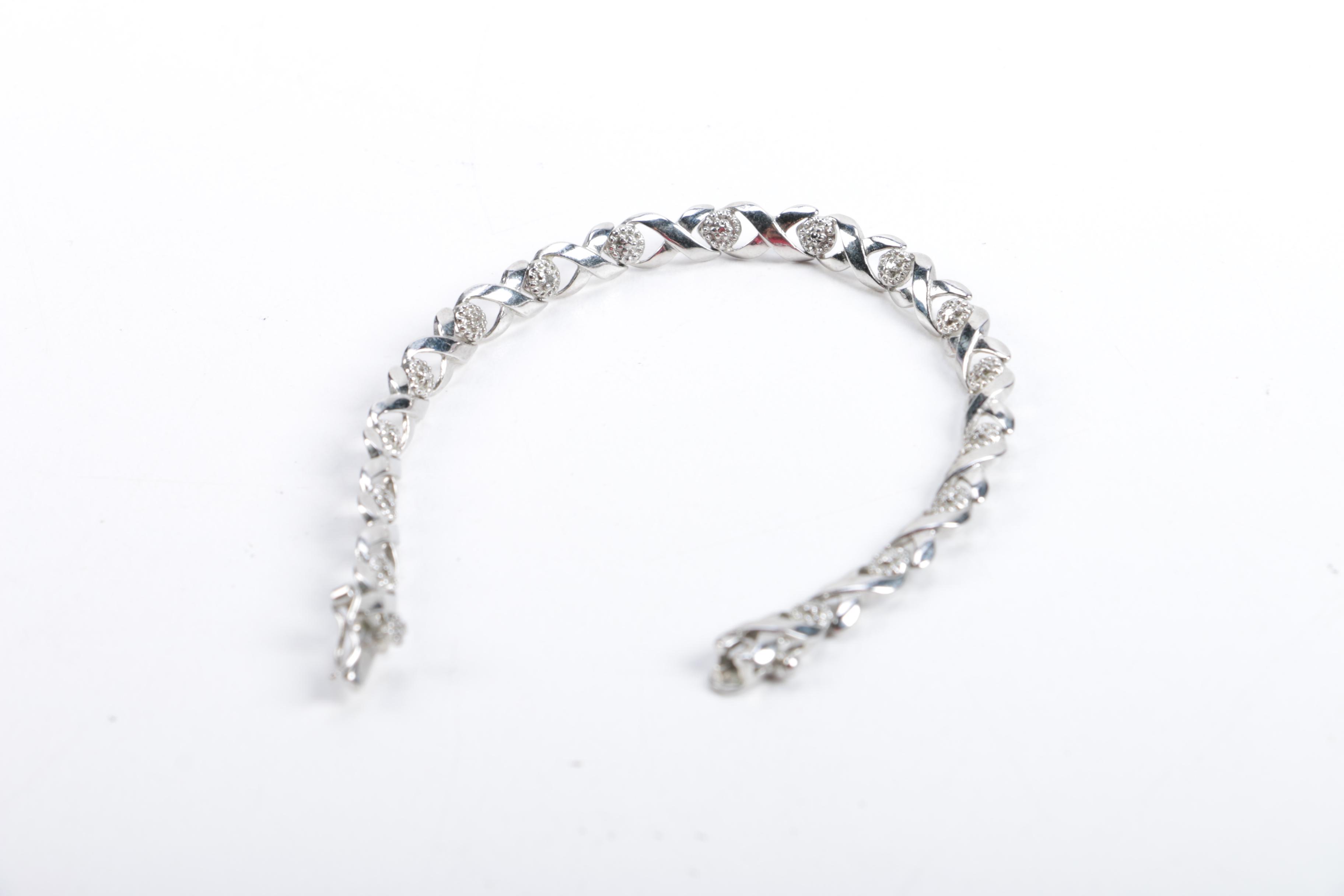 Bracelets Featuring Diamonds and Sterling Silver