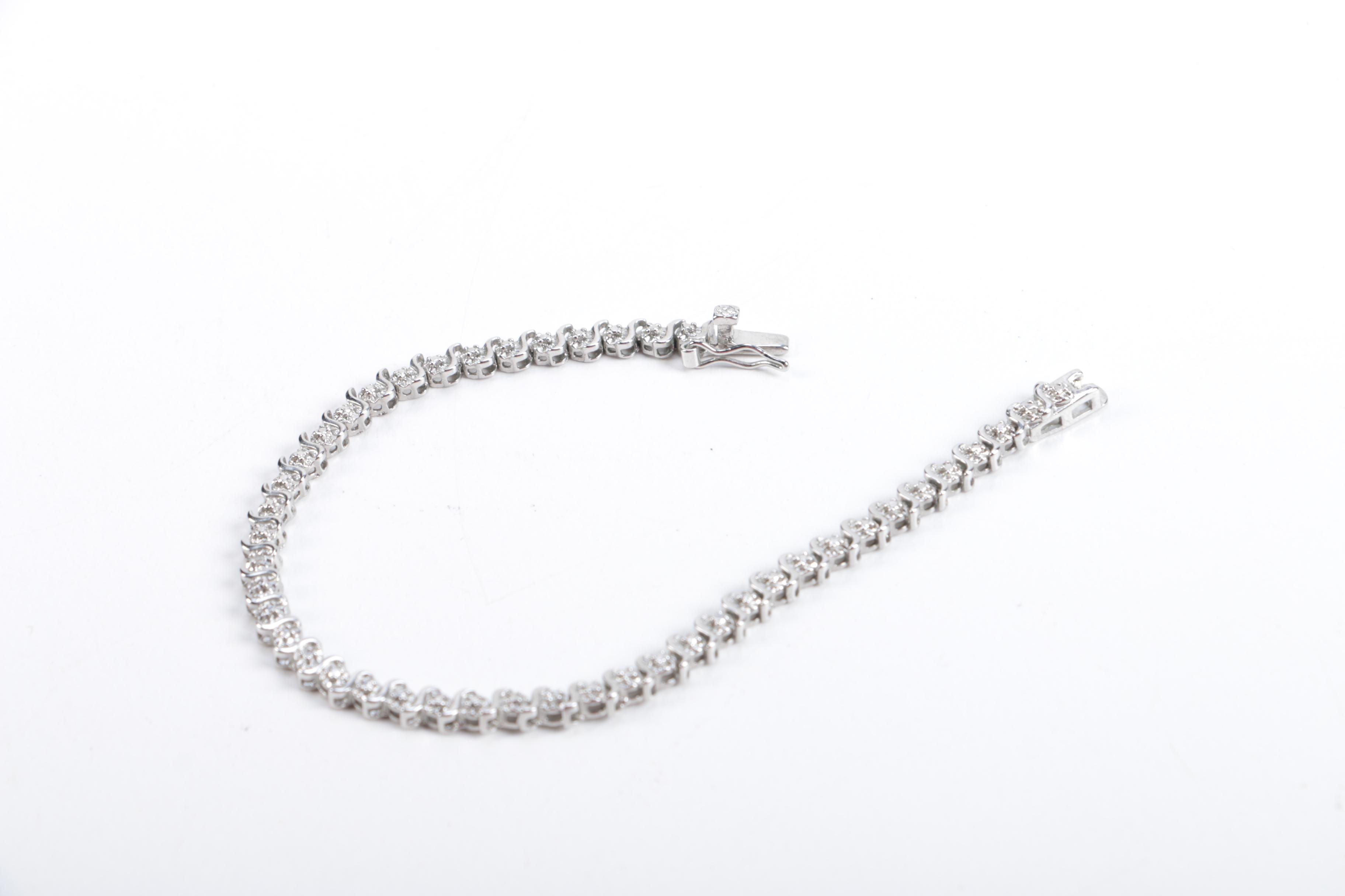 Bracelets Featuring Diamonds and Sterling Silver