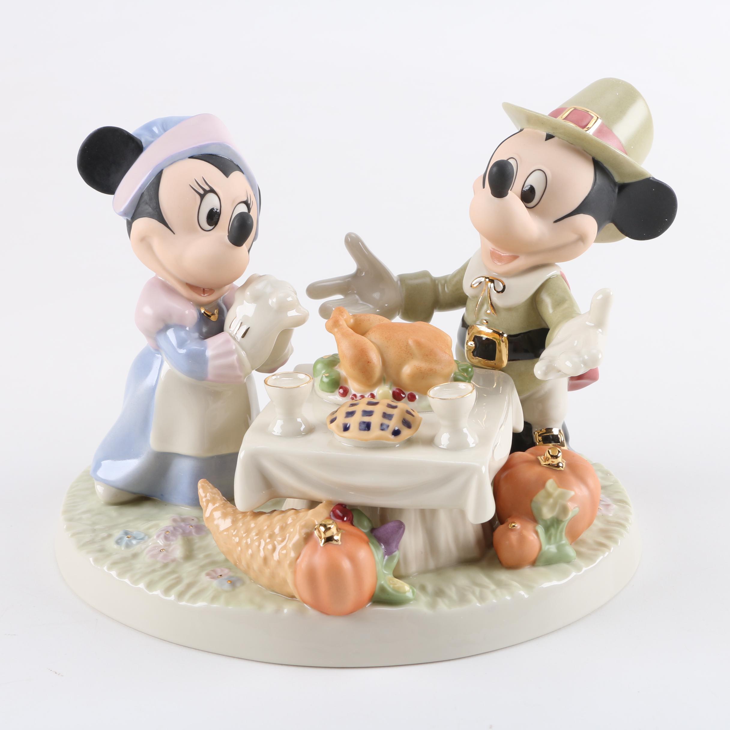 Lenox Porcelain Figurine of Mickey and Minnie "Day of Thanksgiving"