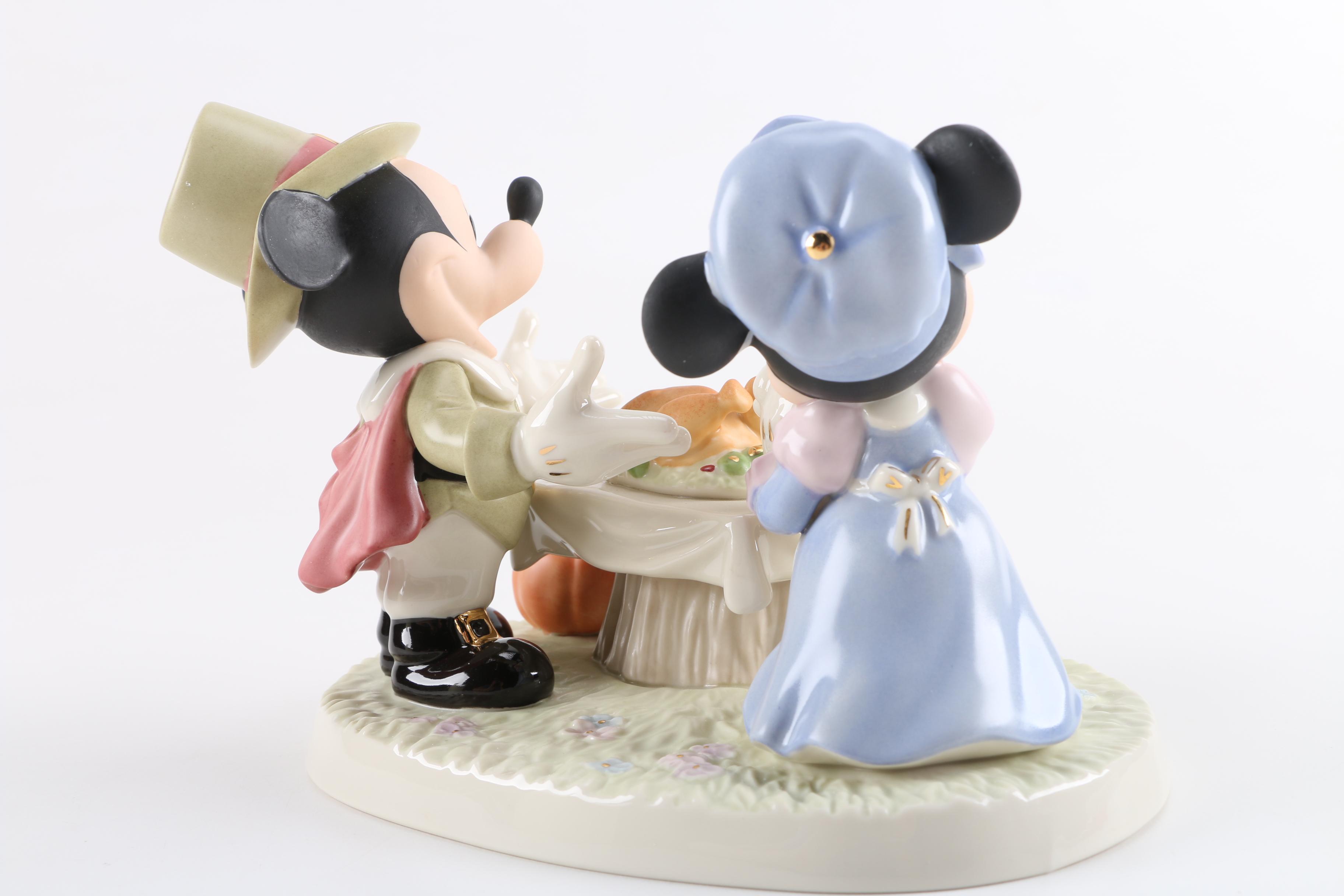 Lenox Porcelain Figurine of Mickey and Minnie "Day of Thanksgiving"