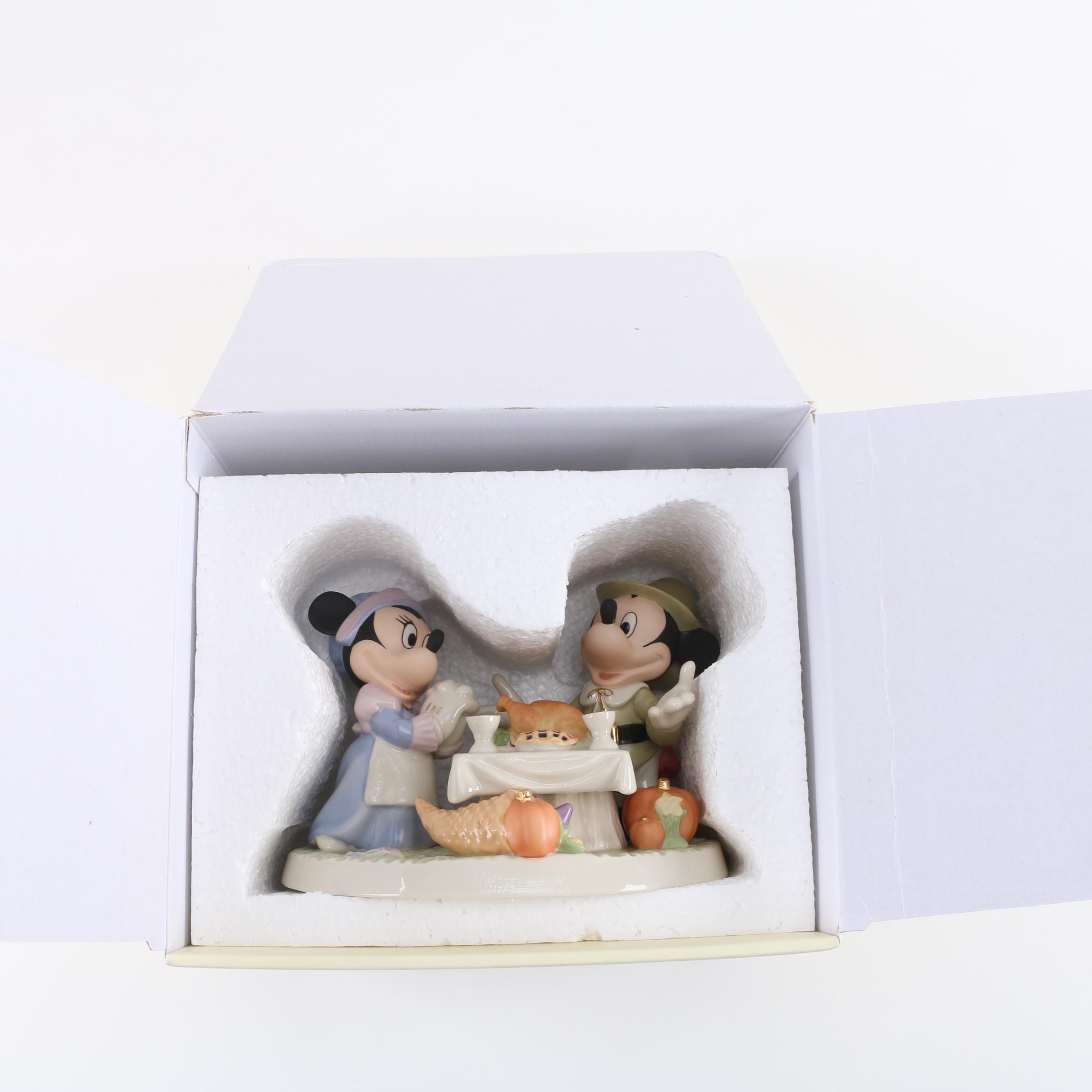 Lenox Porcelain Figurine of Mickey and Minnie "Day of Thanksgiving"