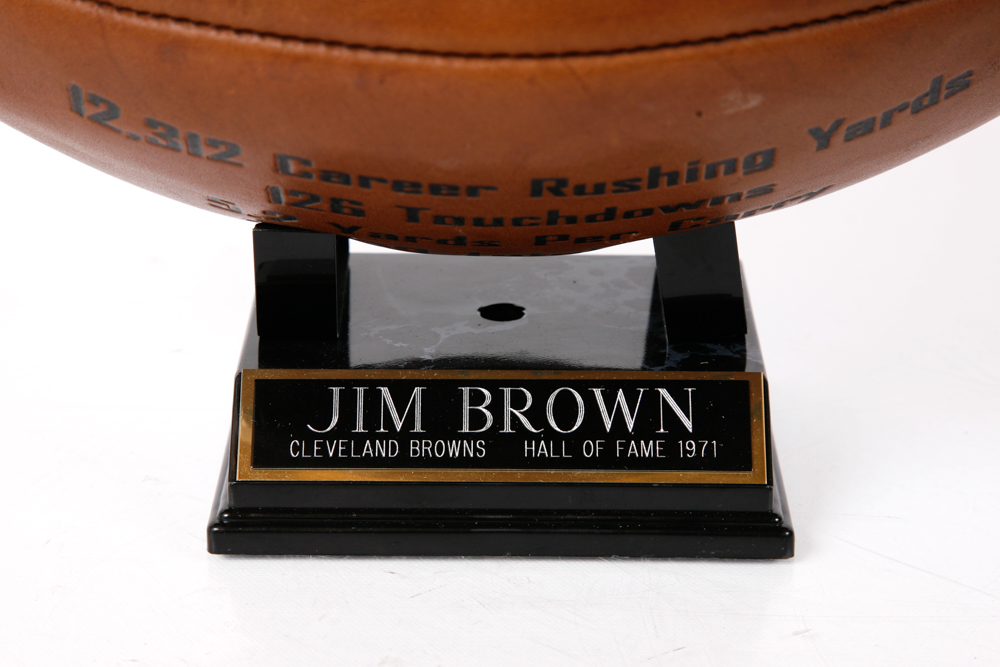 Jim Brown Autographed Old Style Football with COA by Upper Deck