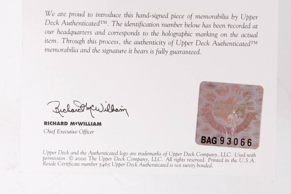 Jim Brown Autographed Old Style Football with COA by Upper Deck