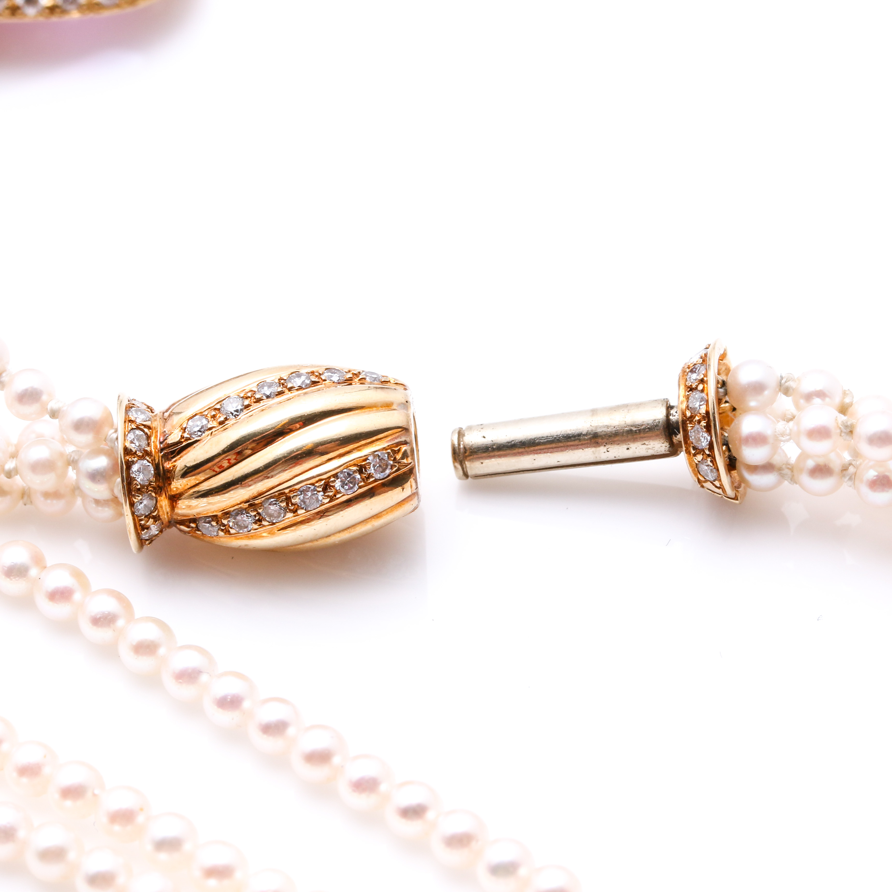 18K Yellow Gold 3.00 CTW Diamond, Amethyst, Pink Sapphire and Pearl Necklace