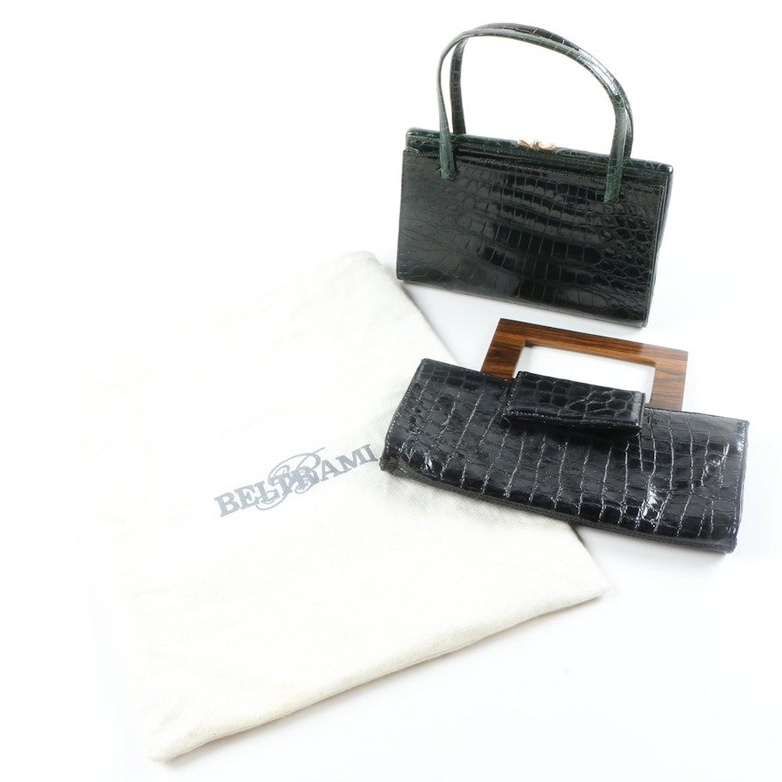 Crocodile Embossed Handbag and Clutch Including Zina Eva