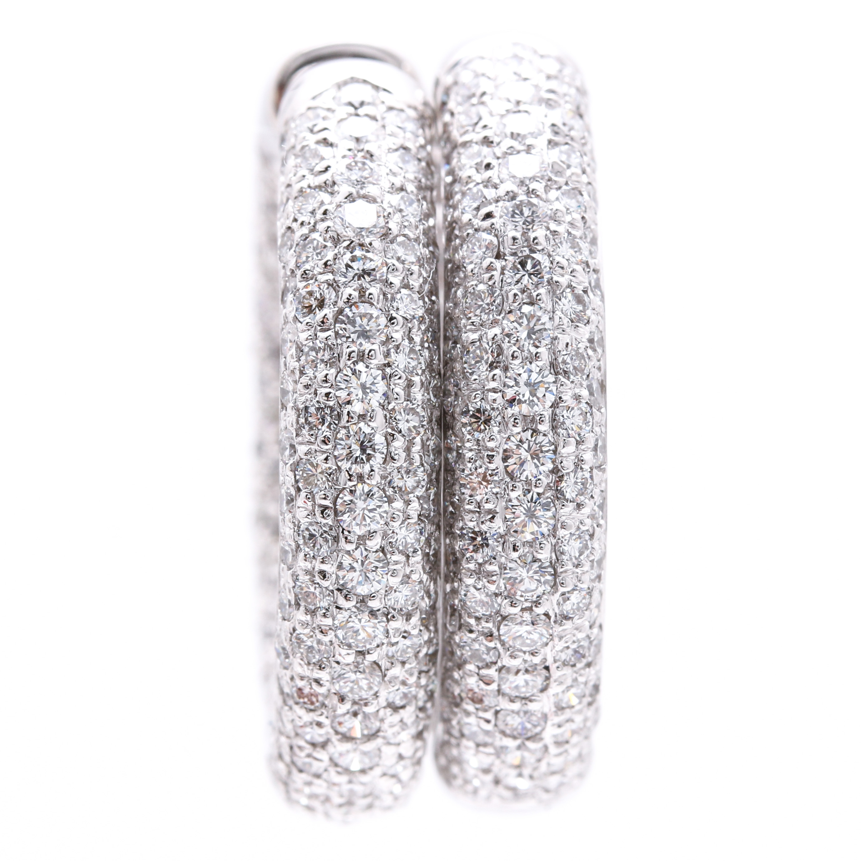 18K White Gold 4.97 CTW Diamond Huggie Hoop Earrings