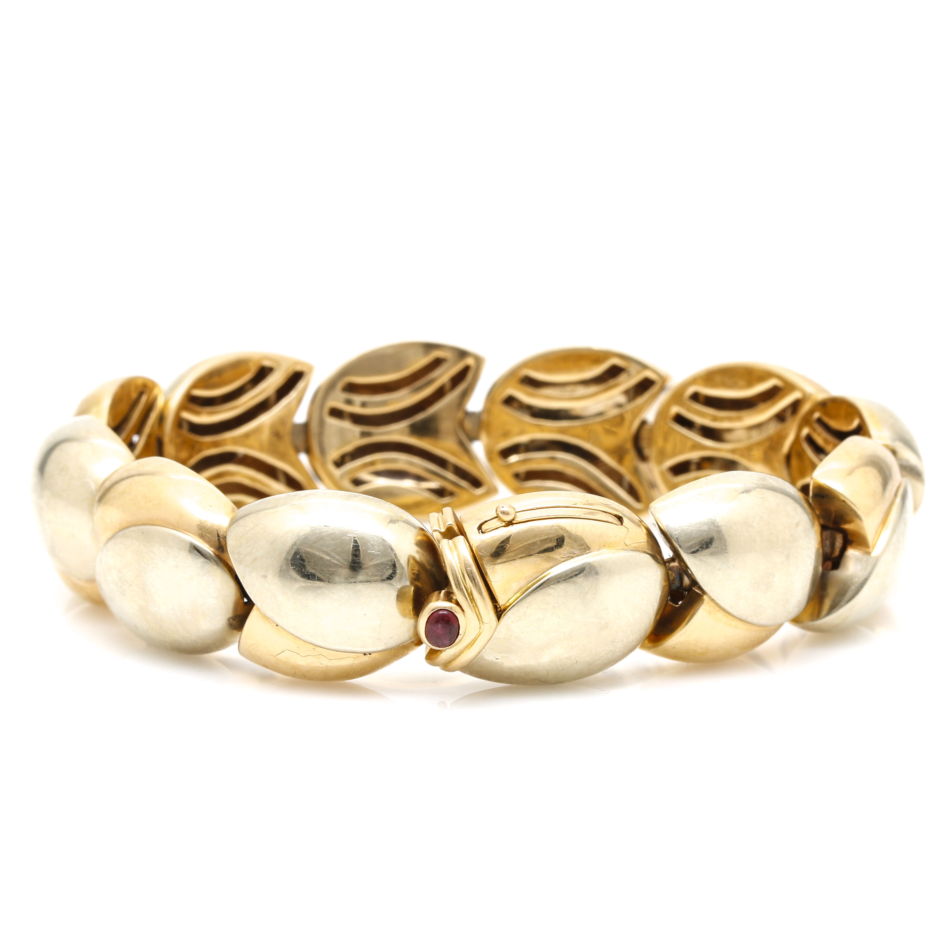 18K Two-Tone Yellow Gold Ruby Tulip Bracelet
