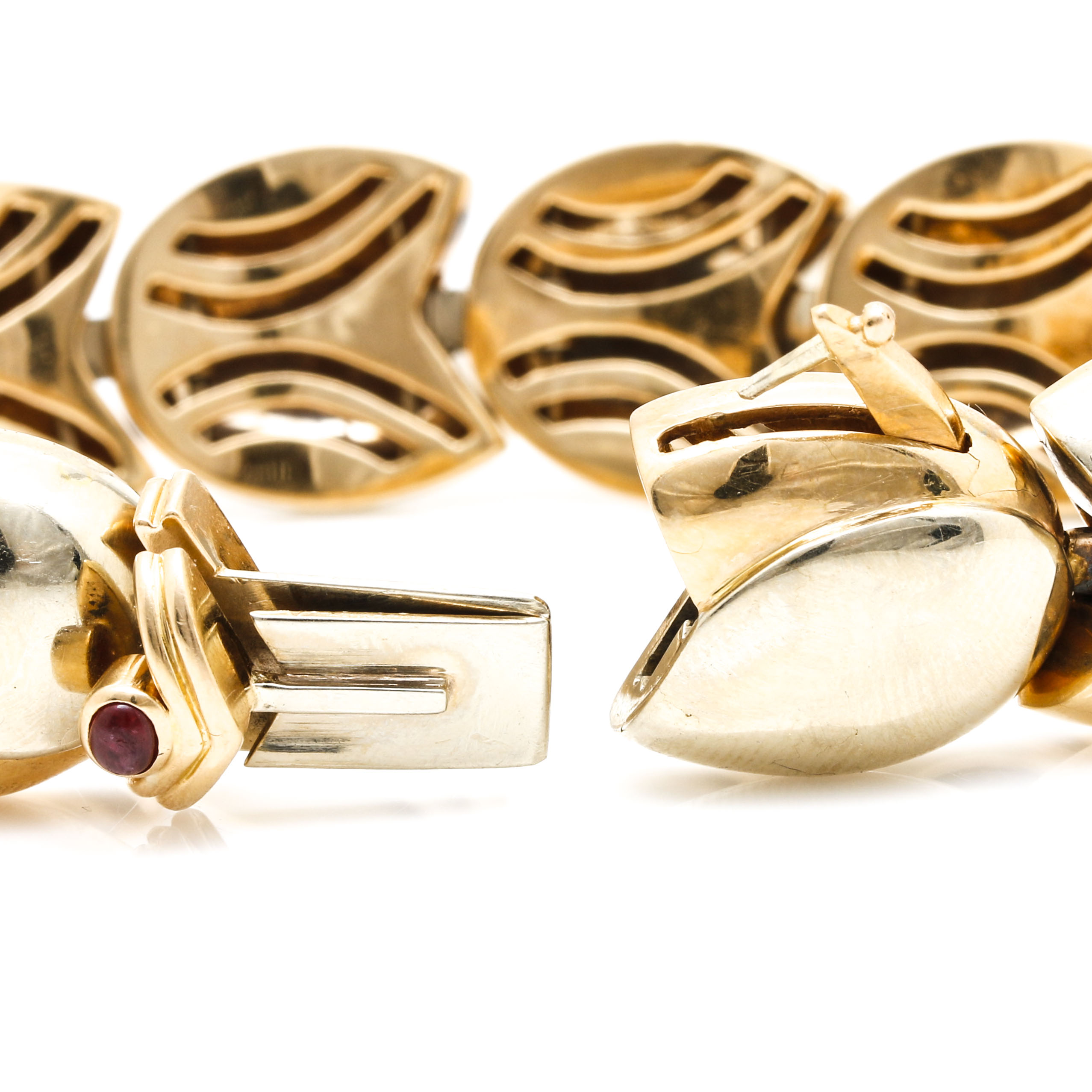 18K Two-Tone Yellow Gold Ruby Tulip Bracelet