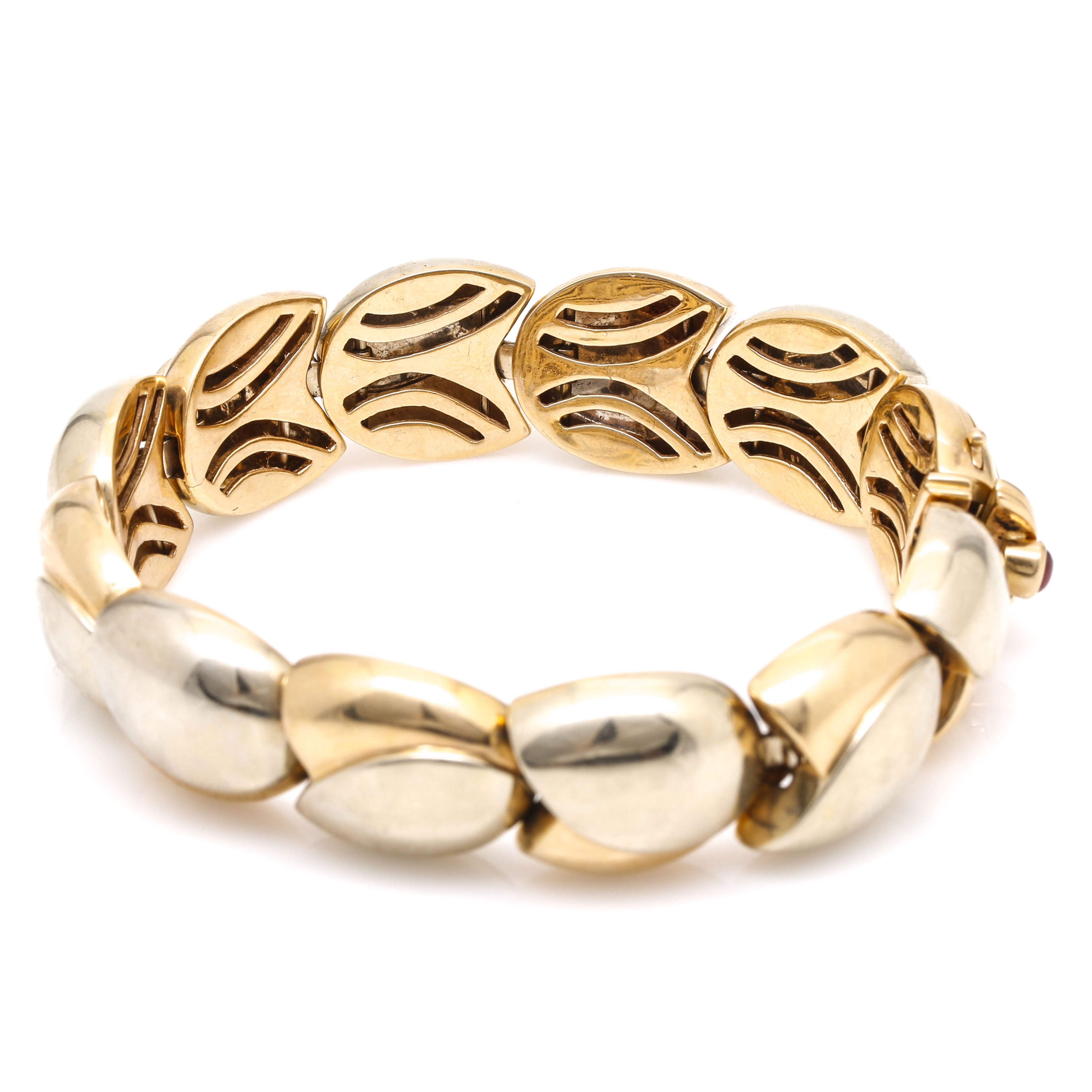 18K Two-Tone Yellow Gold Ruby Tulip Bracelet