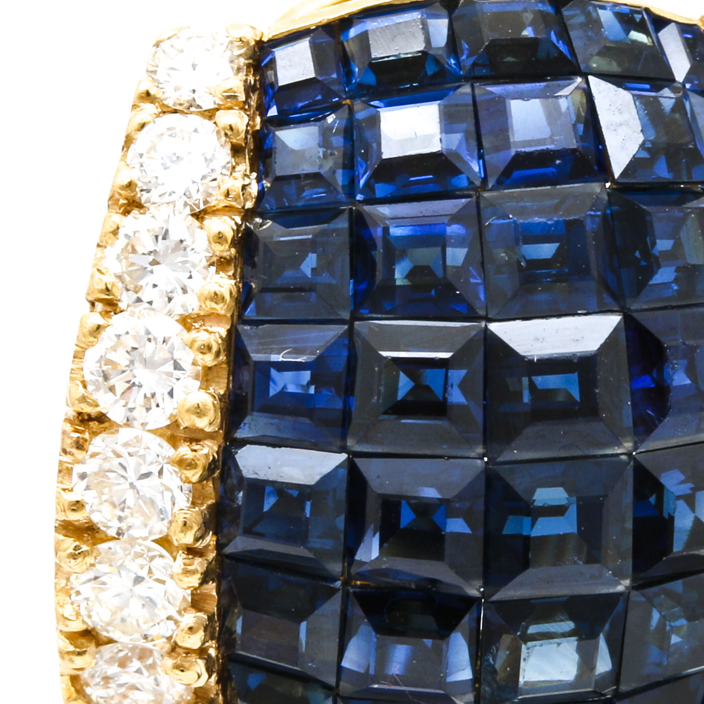 18K Yellow Gold 13.50 CTW Sapphire and 1.57 CTW Diamond Earrings