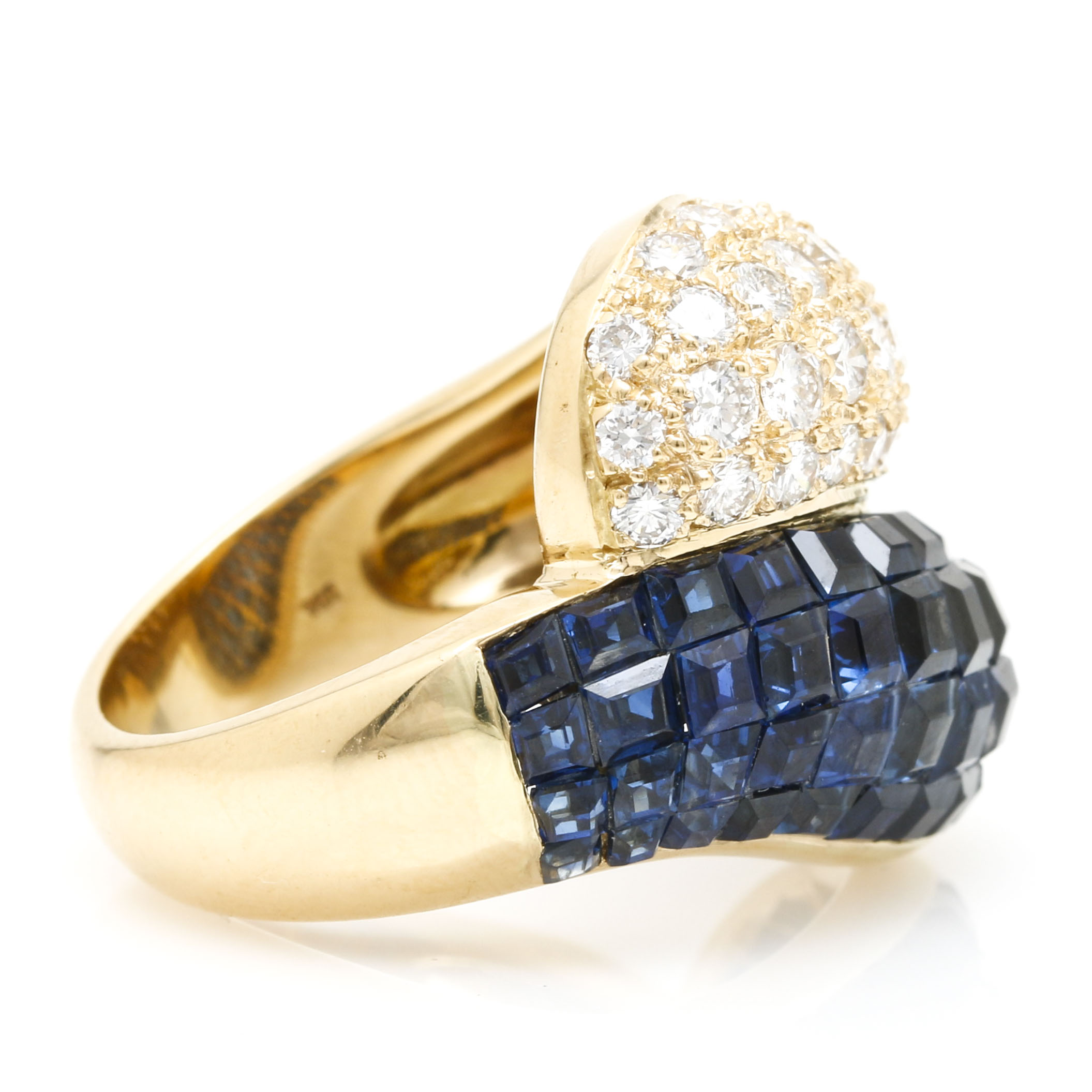 18K Yellow Gold 4.00 CTW Blue Sapphire and 2.02 CTW Diamond Ring