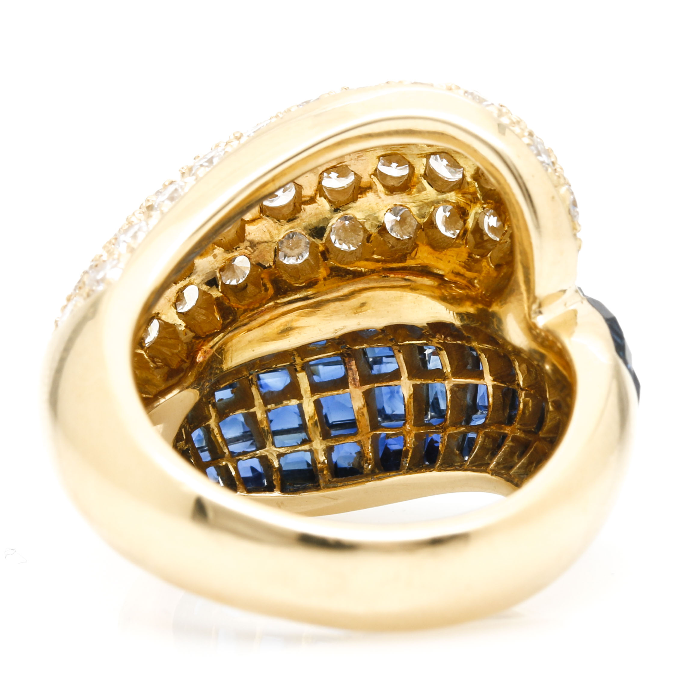 18K Yellow Gold 4.00 CTW Blue Sapphire and 2.02 CTW Diamond Ring