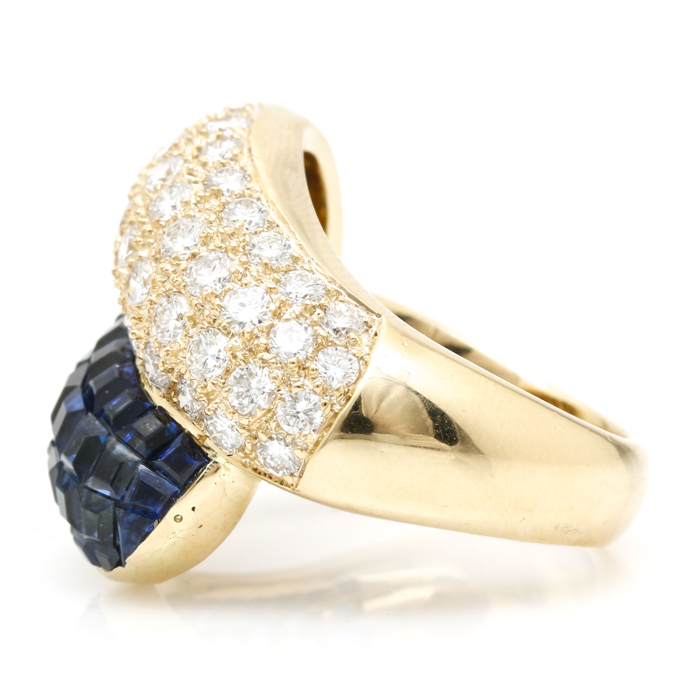18K Yellow Gold 4.00 CTW Blue Sapphire and 2.02 CTW Diamond Ring