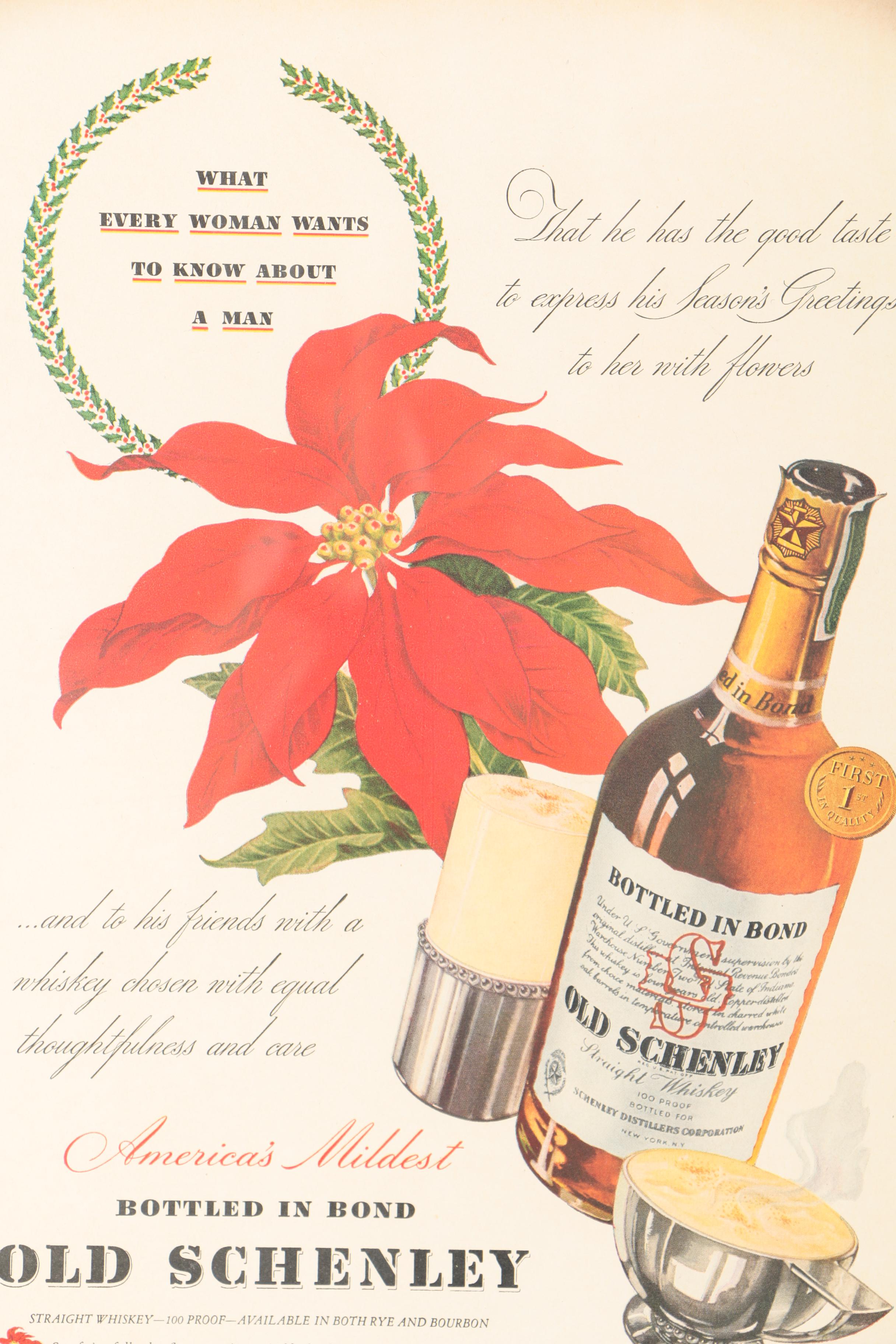 1941 Old Schenley Whiskey Offset Lithograph Advertisement