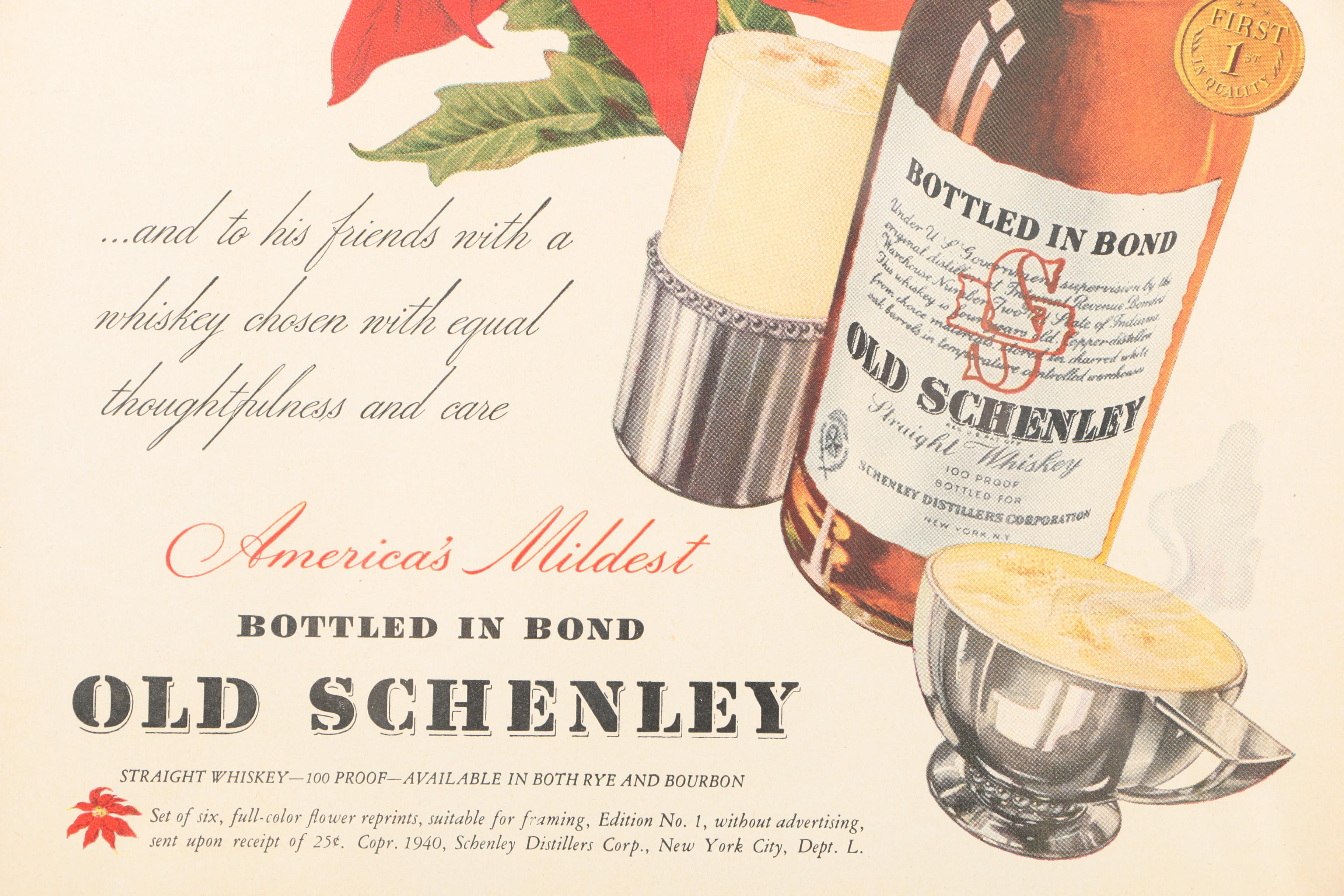 1941 Old Schenley Whiskey Offset Lithograph Advertisement