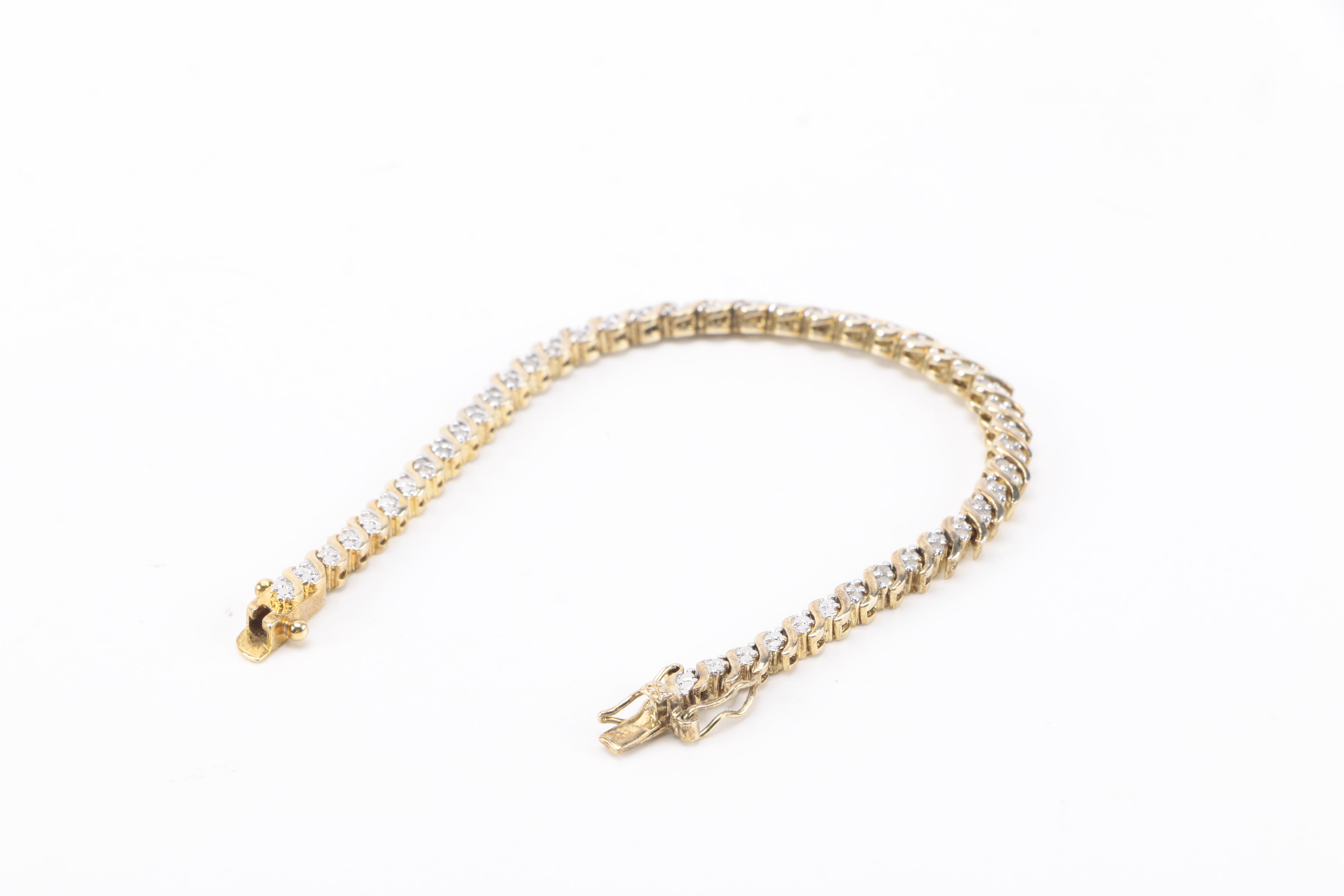 Sterling Silver Jewelry Including a Diamond Bracelet