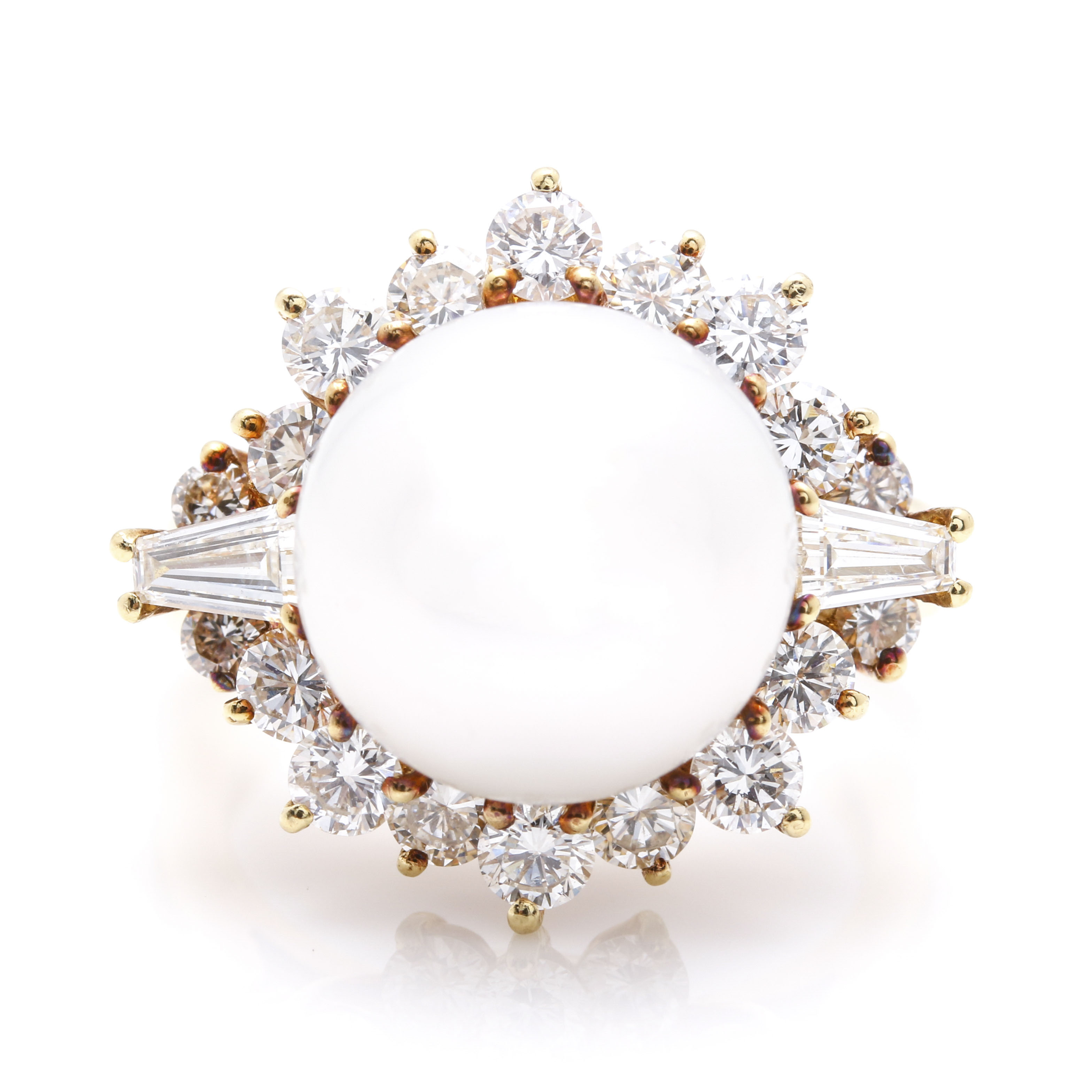 18K Yellow Gold South Sea Pearl and 2.00 CTW Diamond Ring