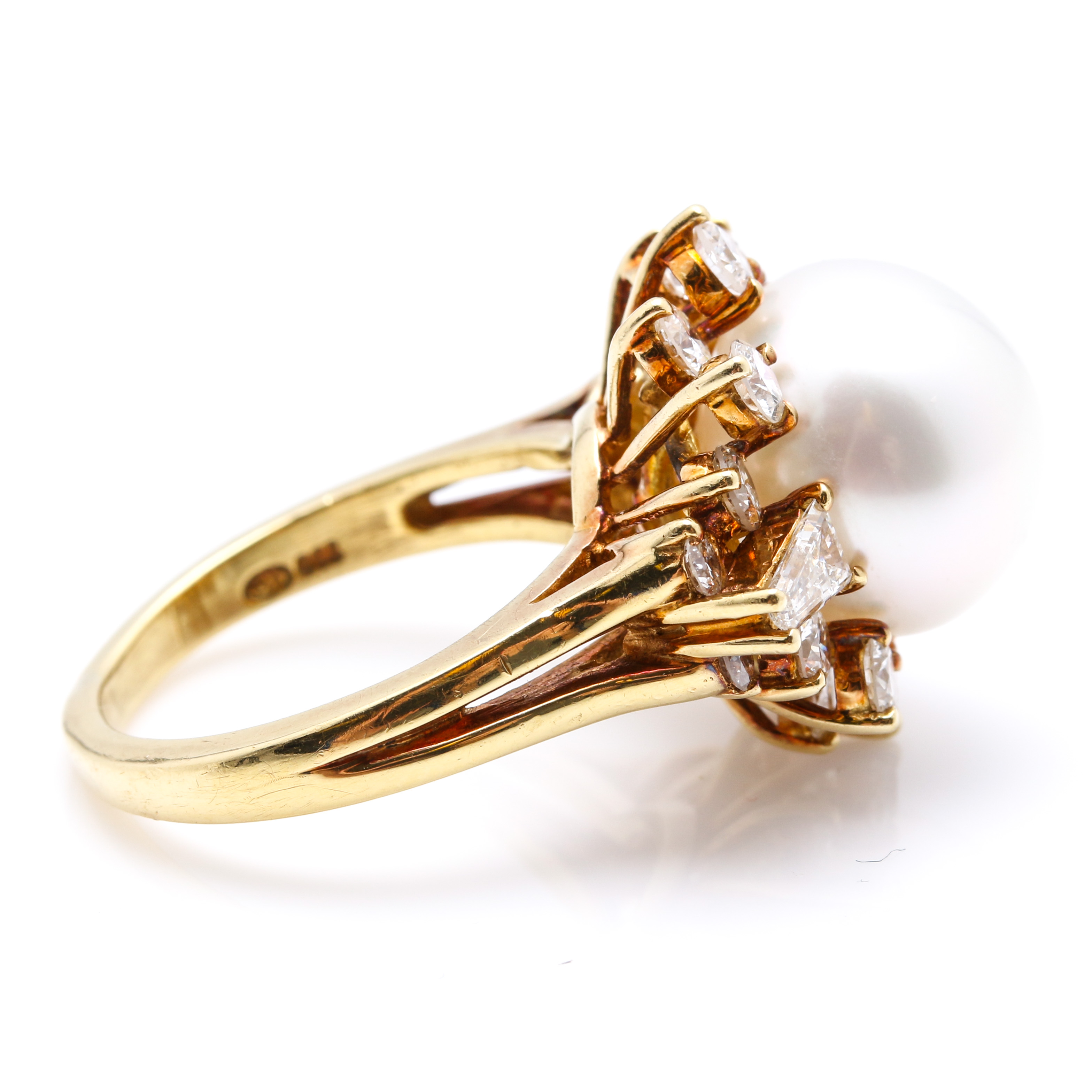 18K Yellow Gold South Sea Pearl and 2.00 CTW Diamond Ring