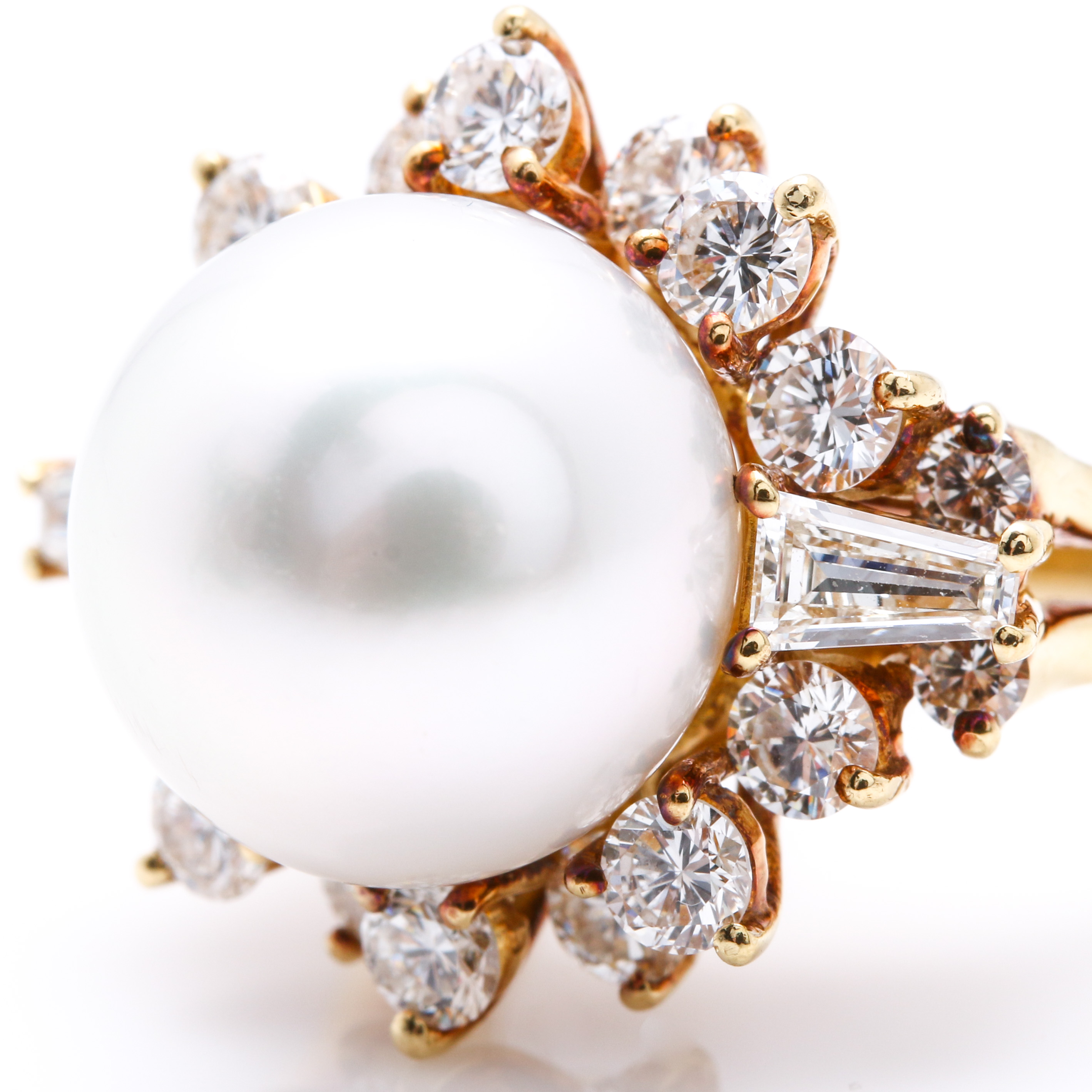 18K Yellow Gold South Sea Pearl and 2.00 CTW Diamond Ring