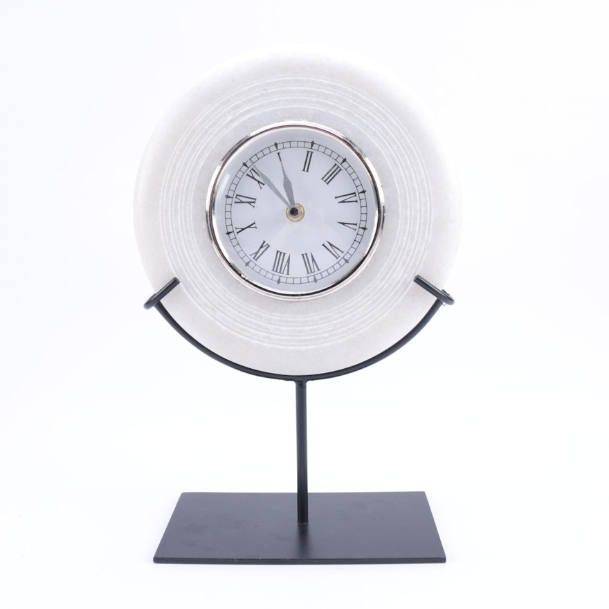 Marble Clock With Metal Stand