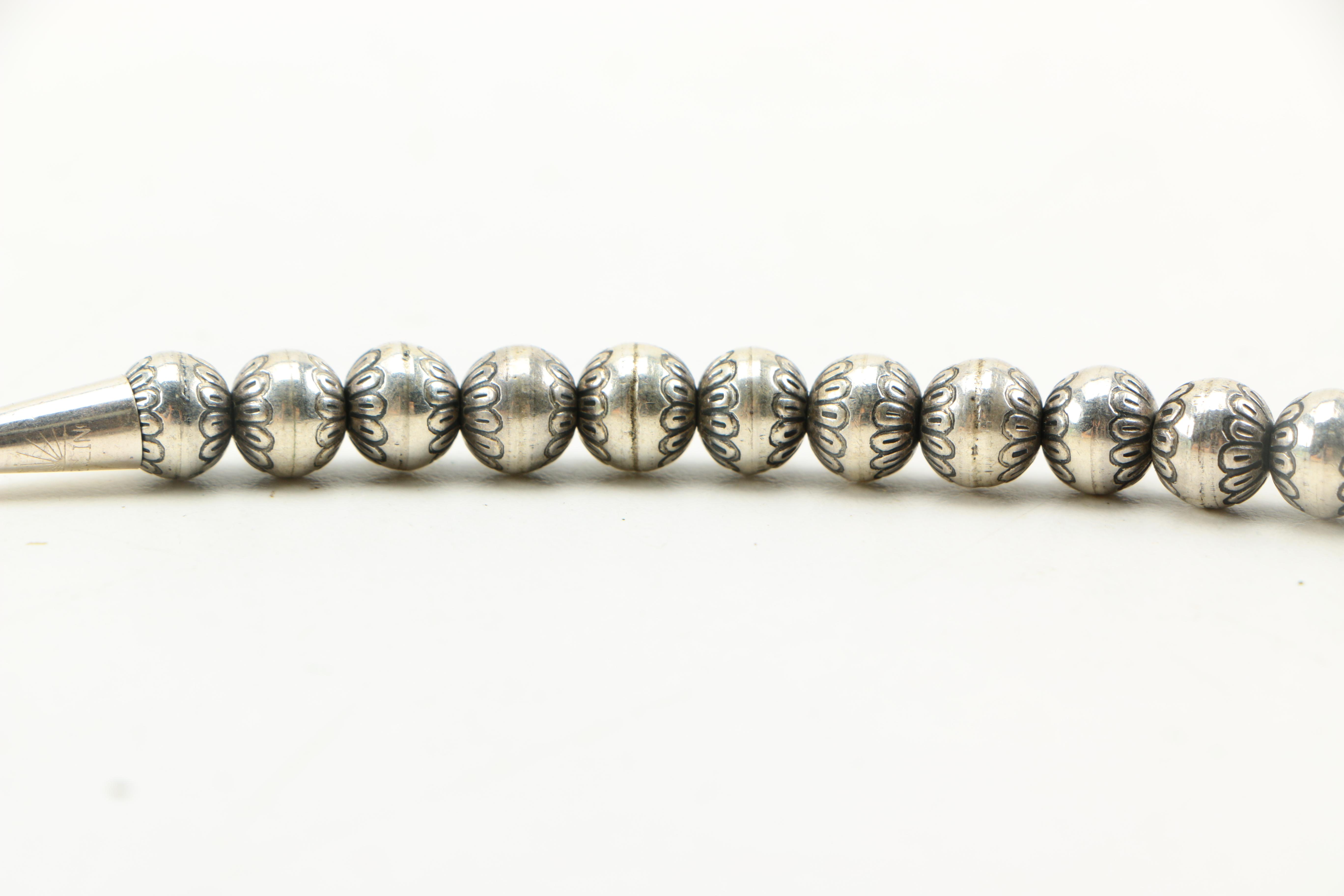 Sterling Silver Carved Ball Necklace