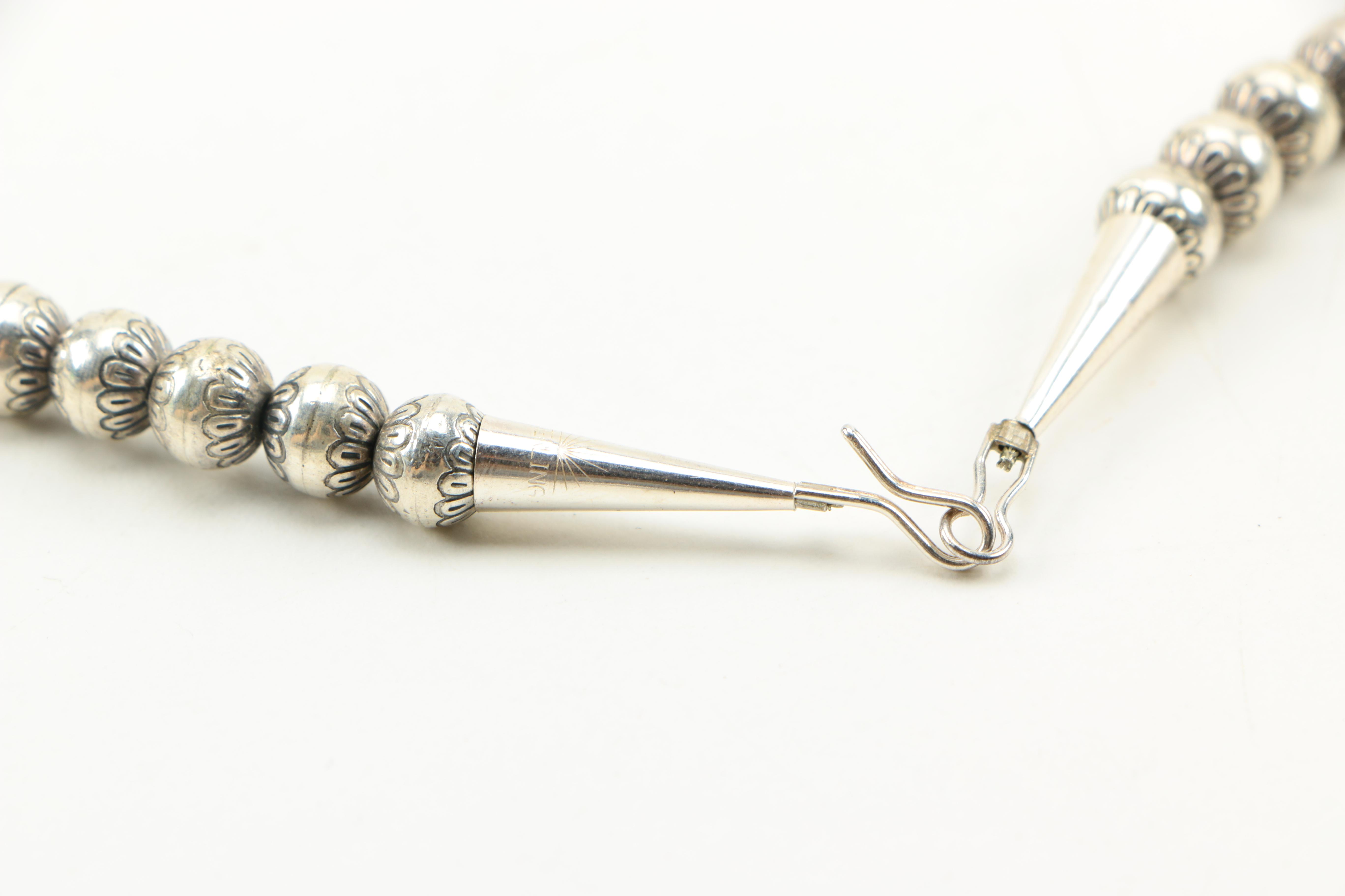 Sterling Silver Carved Ball Necklace