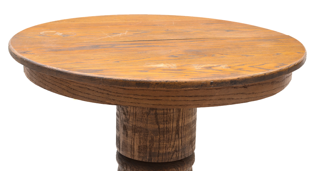 Tiger Oak Bar Table with Lion Carvings
