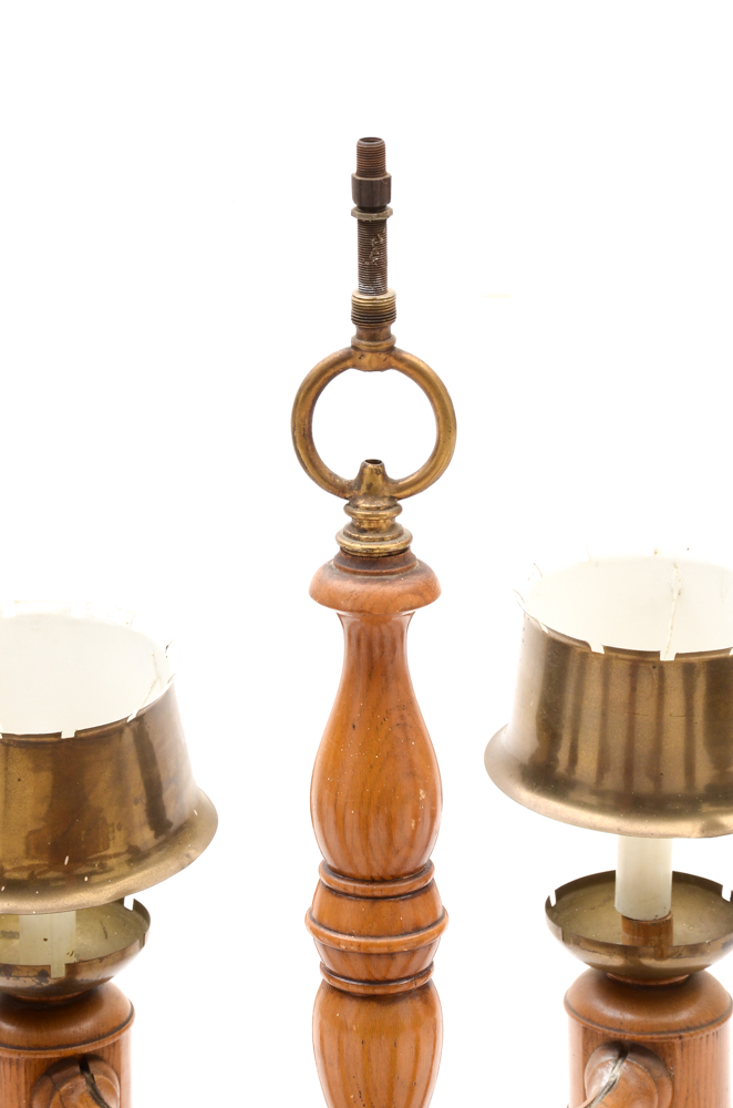 Large Turned Oak Chandelier