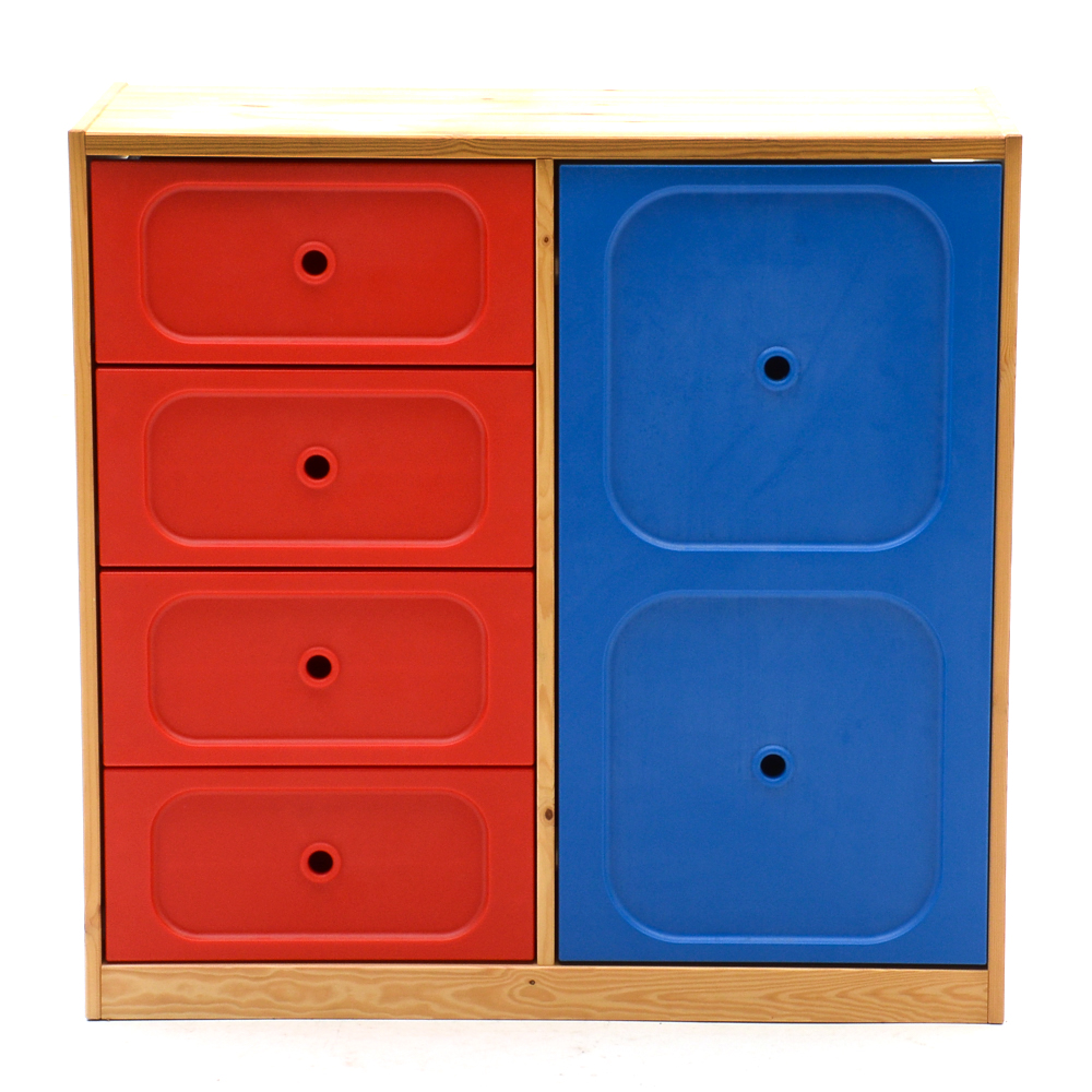 Pine Wood Color-Block Dresser