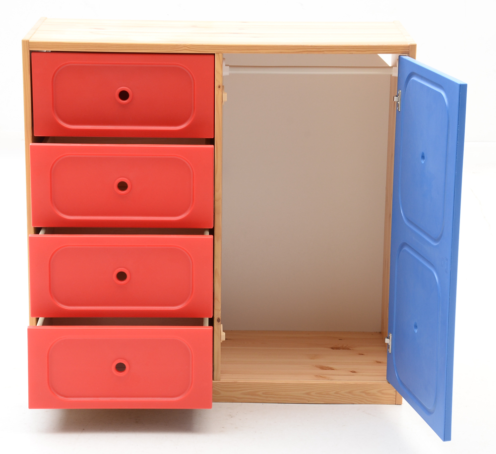 Pine Wood Color-Block Dresser