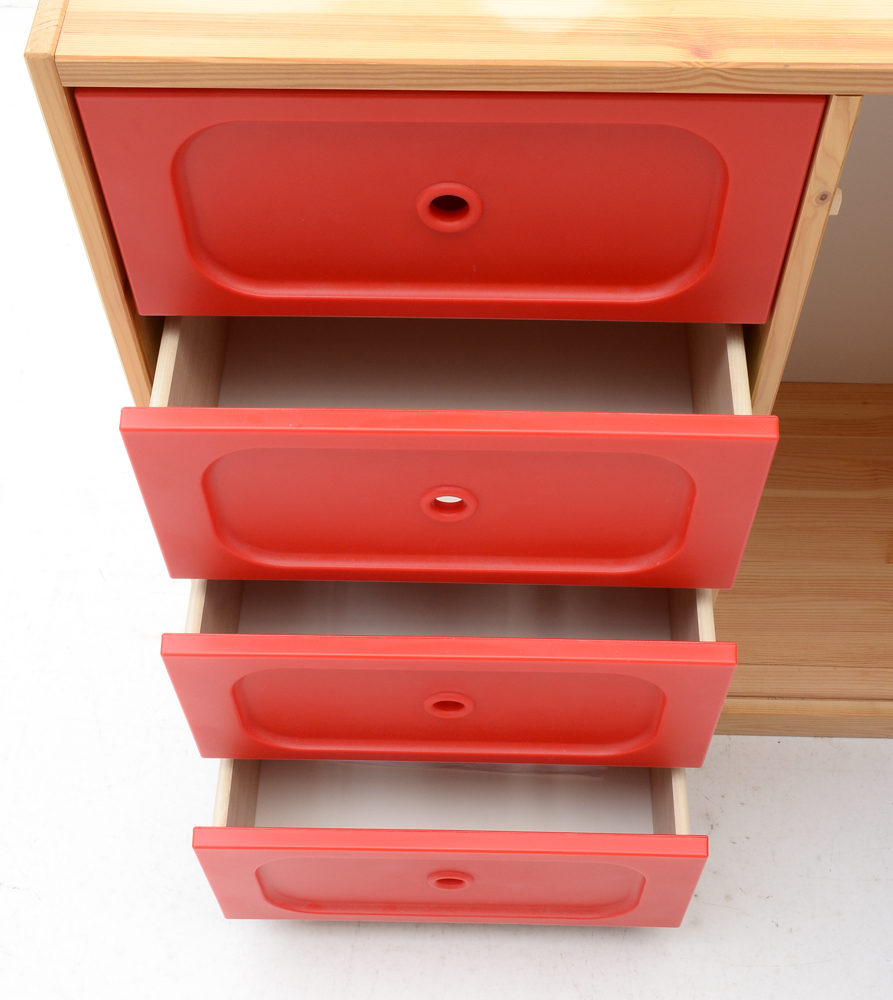 Pine Wood Color-Block Dresser