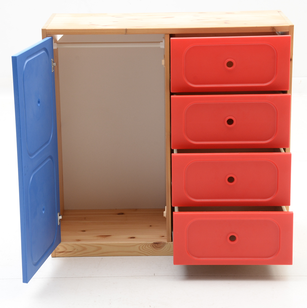 Pine Wood Color-Block Dresser