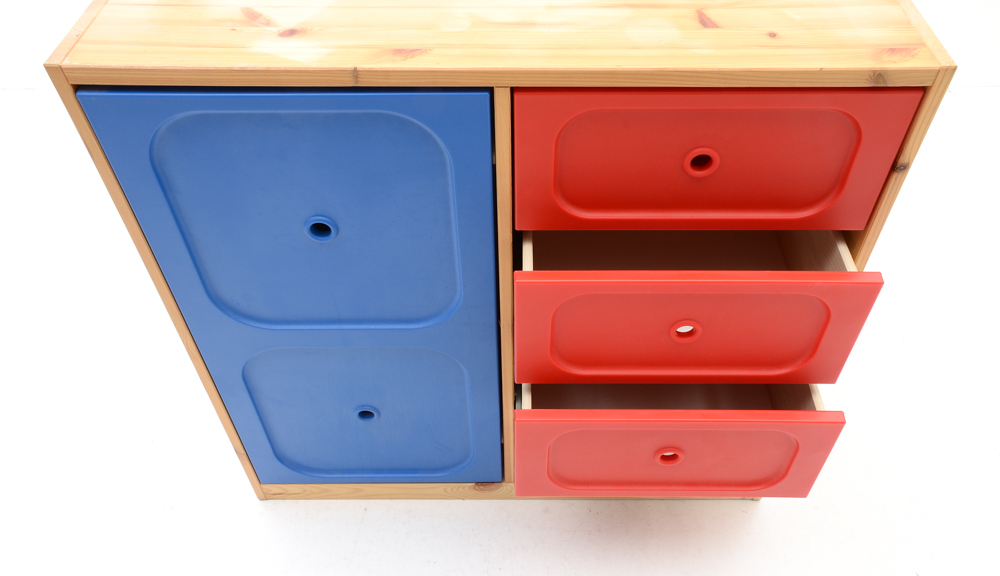 Pine Wood Color-Block Dresser